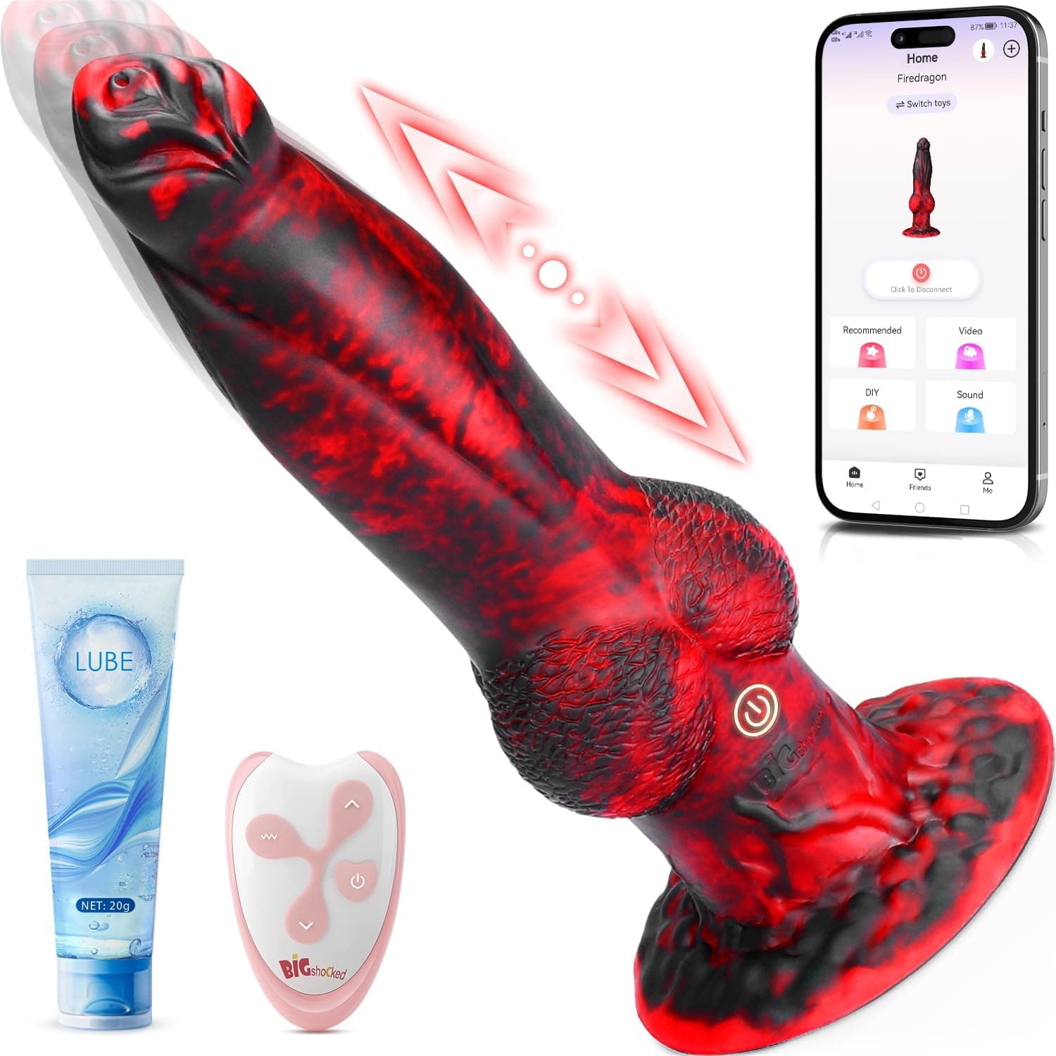 Fantasy Pferd Anal Dildo 5 cm Durchmesser Analvibratoren für Mann Frau, Vibrator Sex Spielzeug für die Frau Männer, 30CM Knoten Analplug Dilatatoren XXL Analvibratoren mit 7 kraftvolle Stoßfunktion