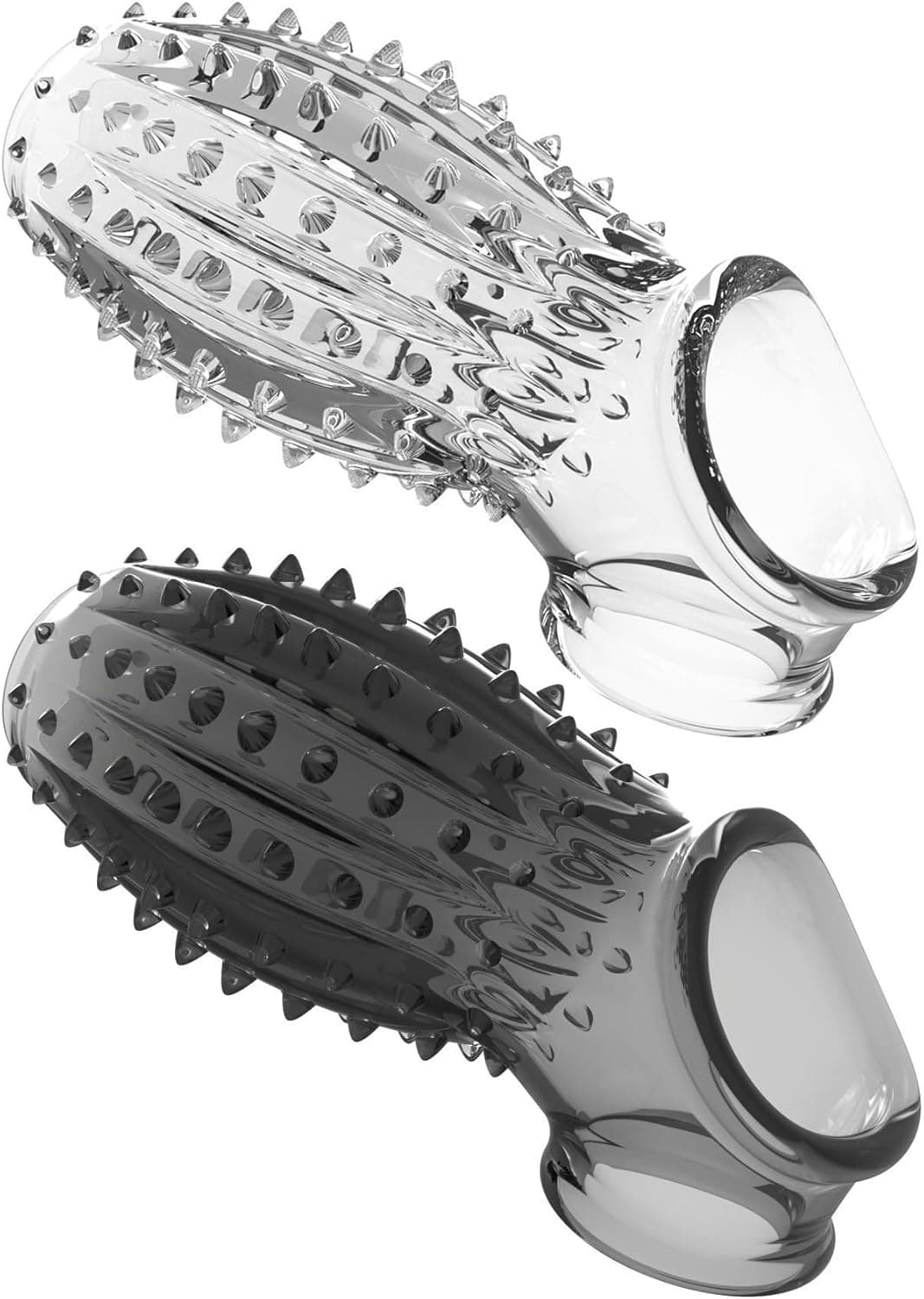 2er Set Penis Extender Schwarz &amp; Transparent – Penismanschette zur Verlängerung und Verdickung, flexible Penisverlängerung für mehr Ausdauer und Sensibilität, wiederverwendbare Hülle für Paare