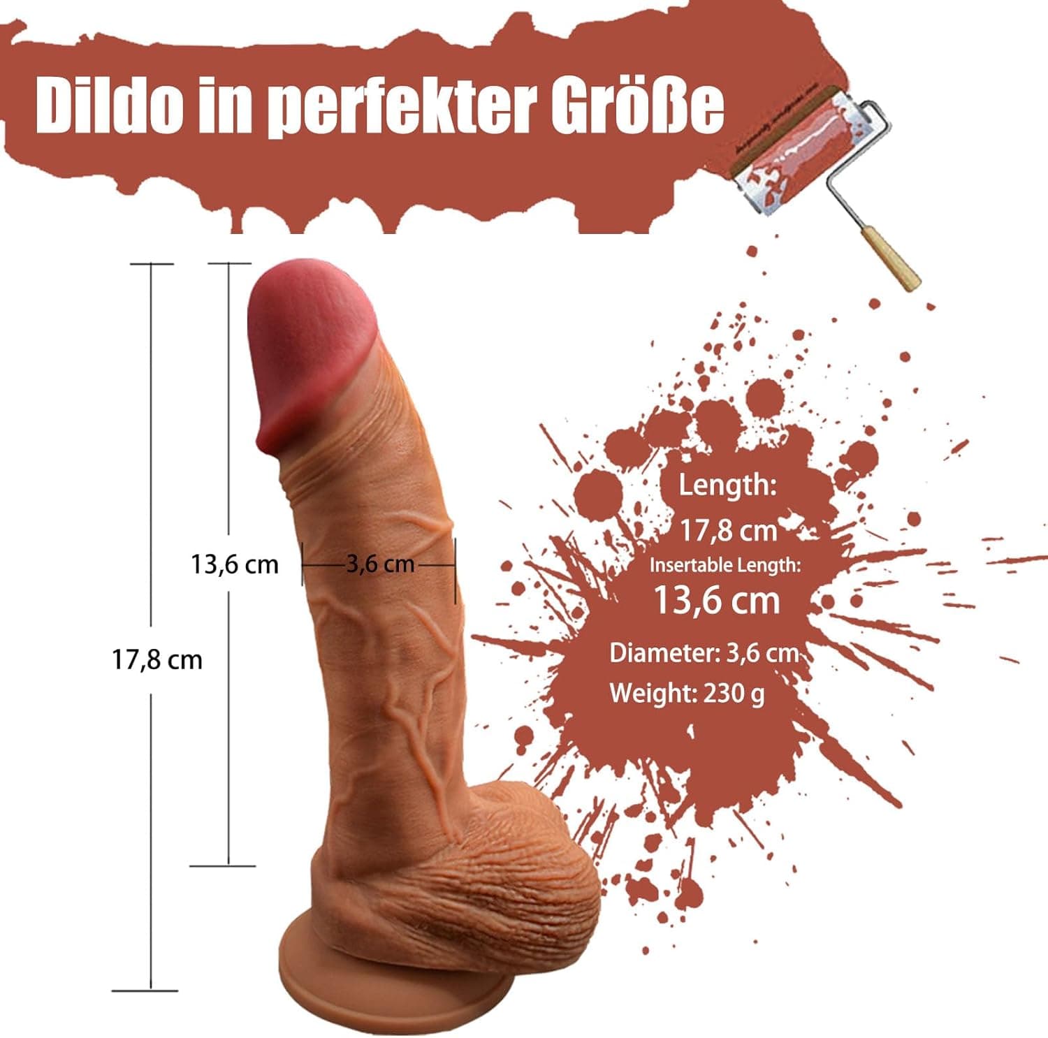 17,8CM Realistischer Silikon Dildo Weich Sex Spielzeug mit Saugnapf für die Frau, Diloschwanz Dildos Sexspielzeug für Frauen &amp; Männer, Anal Dildo für G-Punkt &amp; Analstimulation mit Hoden für Anfänger