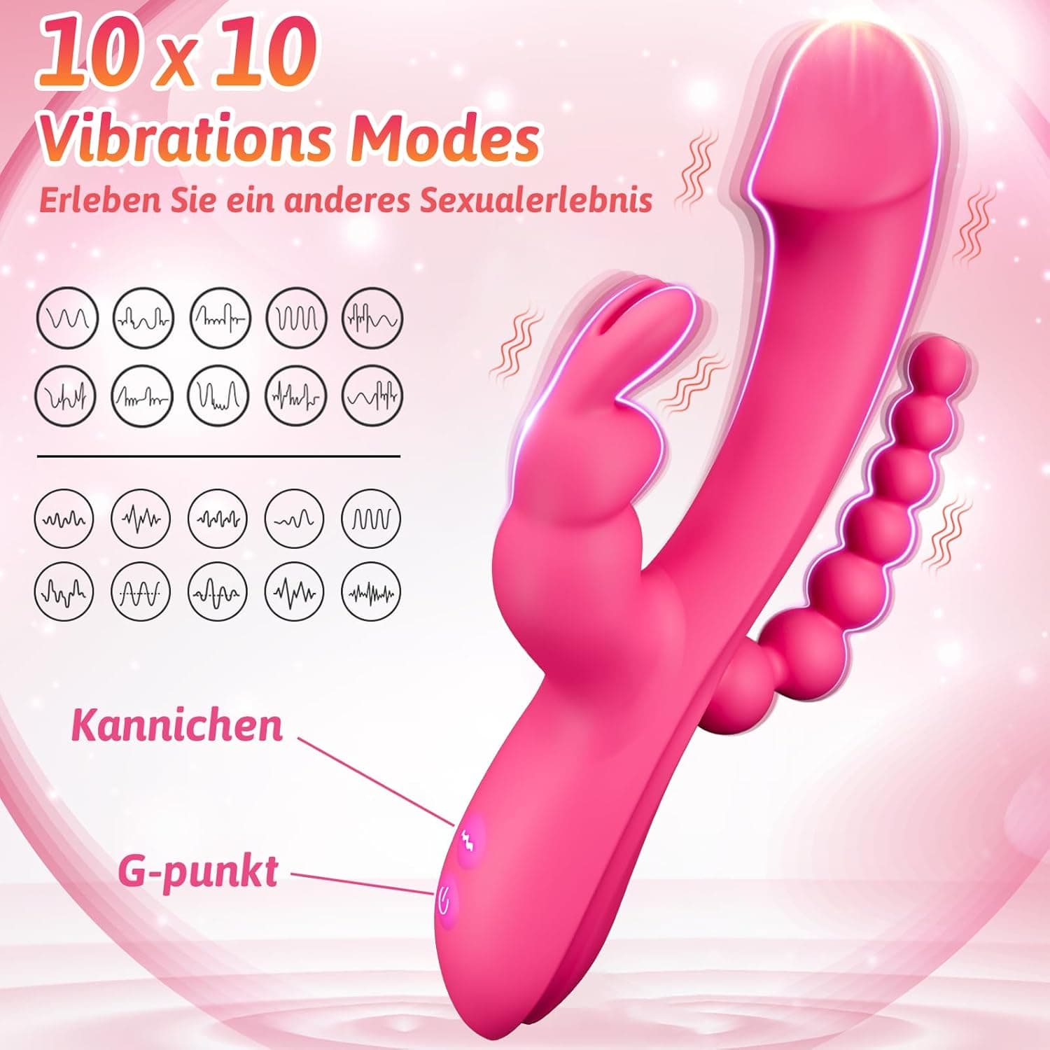 Vibrator für die Frau Dildo Sexspielzeug - 3 in 1 G Punkt Vibrator mit 10 Vibrationen &amp; 10 Pulsationsmodi, diskretes Design Sexspielzeug für Frauen, Klitoris Vibratoren Frauen leise
