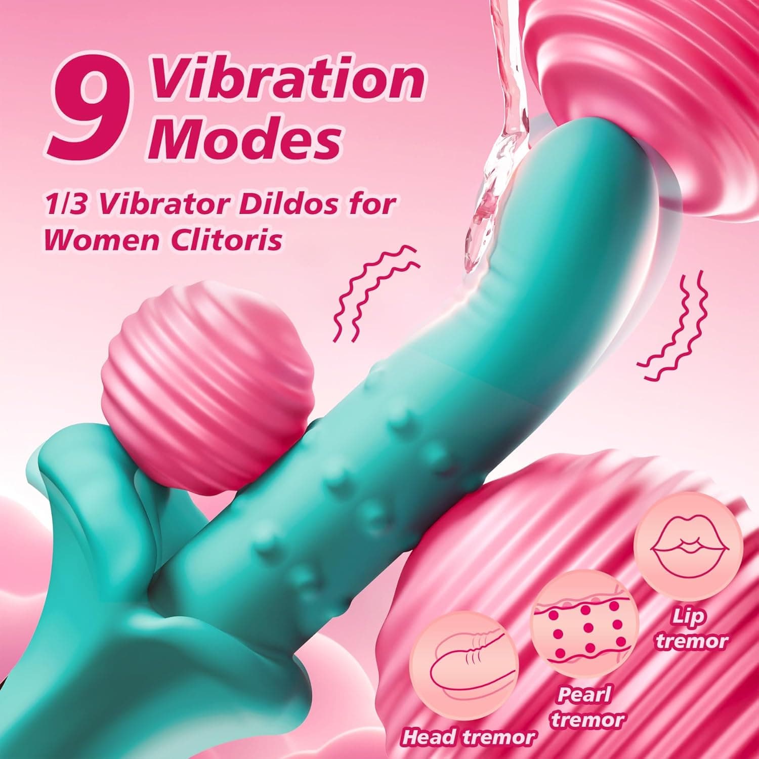 Dildo Vibrator Sex Spielzeug für Paare, Vibratorensets für Frauen G Punkt Klitoris mit 9 Teleskop 9 Vibration 9 stoß, 23cm Dildos Sex Toys Klitoris Stimulator für Sie, Diloschwanz Erotik Sexspielzeug