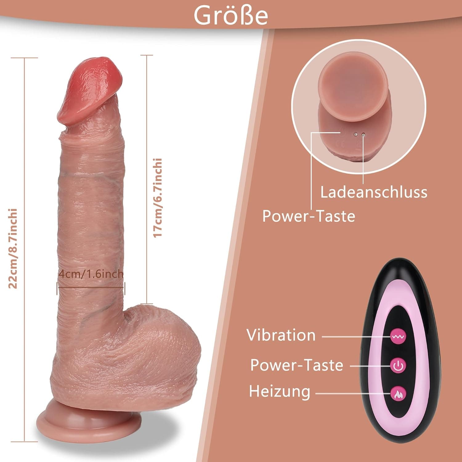 Realistischer Dildo Sex Spielzeug für die Frau - Anal Dildo Vibration mit Heizung, 7 Stoß- und Vibrationsmodi Penis Vibrator Sexspielzeug für Paare Männer solo Diloschwanz