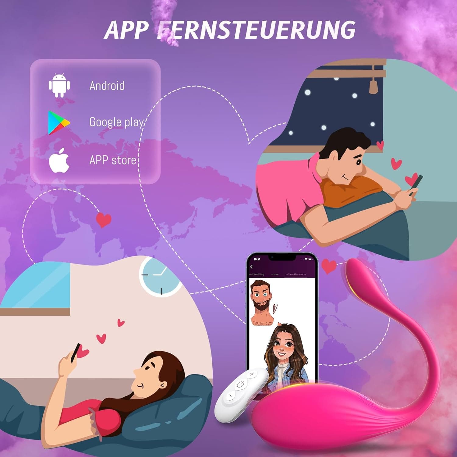 Vibratorensets für Frauen Vibrator, Sex Spielzeug für die Frau Paare, 10 Modi Vibration für Frauen Vibratorstarb Frauen Klitoris G Punkt, Sex Toys Dildo Anal Vibratoren Sexspielzeug mit APP (Pink)