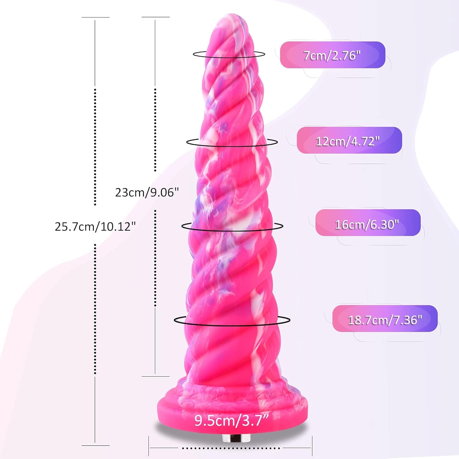 Hismith 10.12 Inch Silicone Spiral Dildo with KlicLok System for Premium Sex Machine, 9.06 Inch Insertable Length