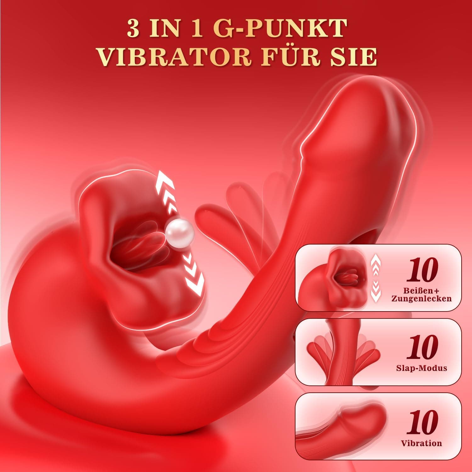 Vibration für Frauen Dildo Vibrator, G Punkt Vibratorensets mit Klitorisstimulation für Frau mit 10 Zungenlecken 10 Vibrationmodi 10 Schlagmodi, Sex Spielzeug für die Frauen Paare Klitoris Stimulator