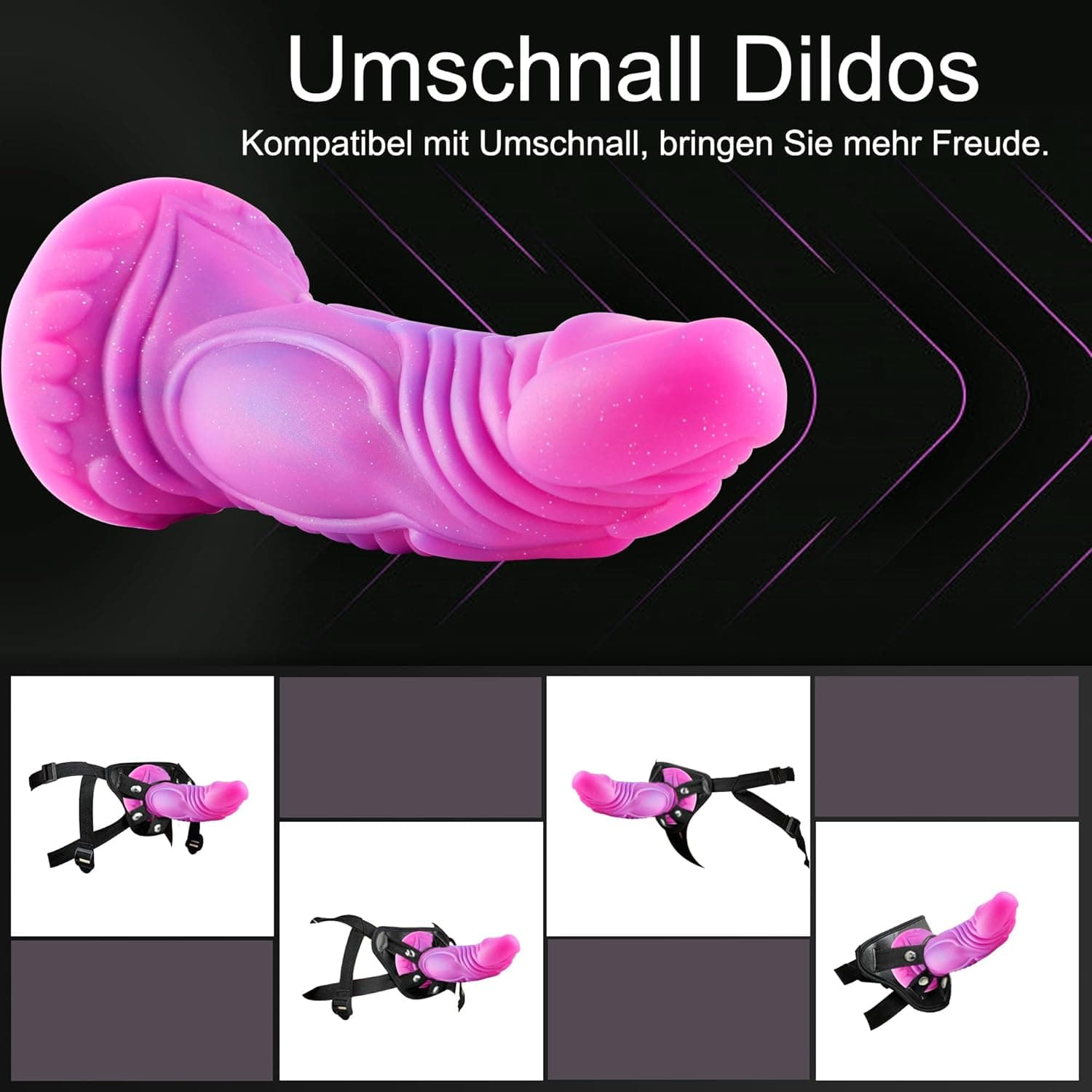 Hismith Realistischer Dildo, mittelgroßer lila Sternendildo, 8 Zoll gebogener Silikondildo mit Saugnapf, Dildo für Frauen und Männer, Sexspielzeug