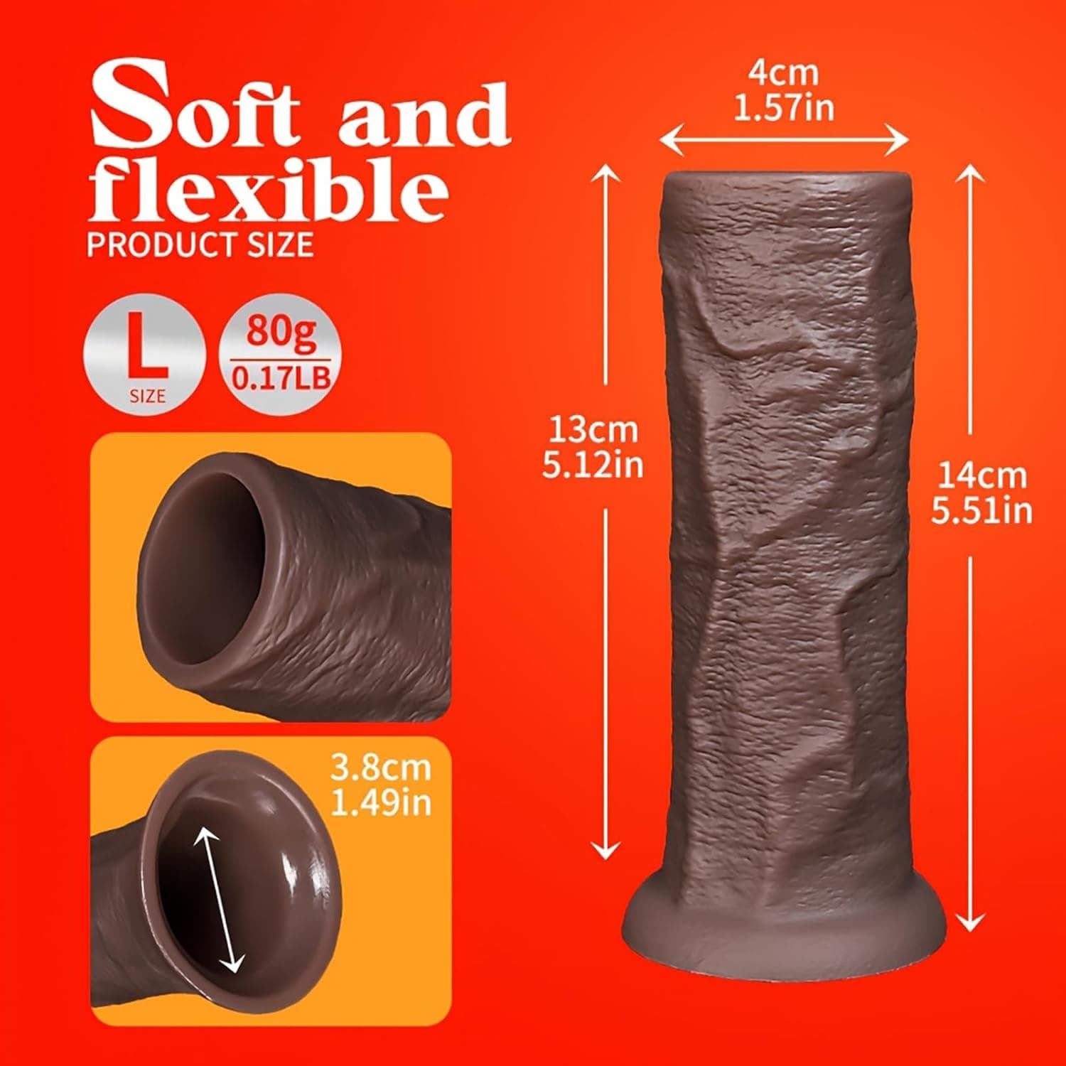 Realistische Penismanschetten aus Silikon, offene Penishülle mit natürlicher Struktur, weicher Penissleeve zur Penisverlängerung, flexible Penis Hülle für Paare(L)
