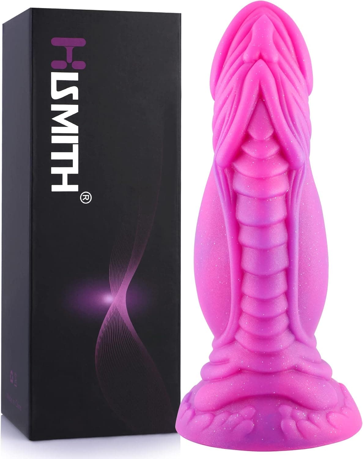 Hismith Realistischer Dildo, mittelgroßer lila Sternendildo, 8 Zoll gebogener Silikondildo mit Saugnapf, Dildo für Frauen und Männer, Sexspielzeug
