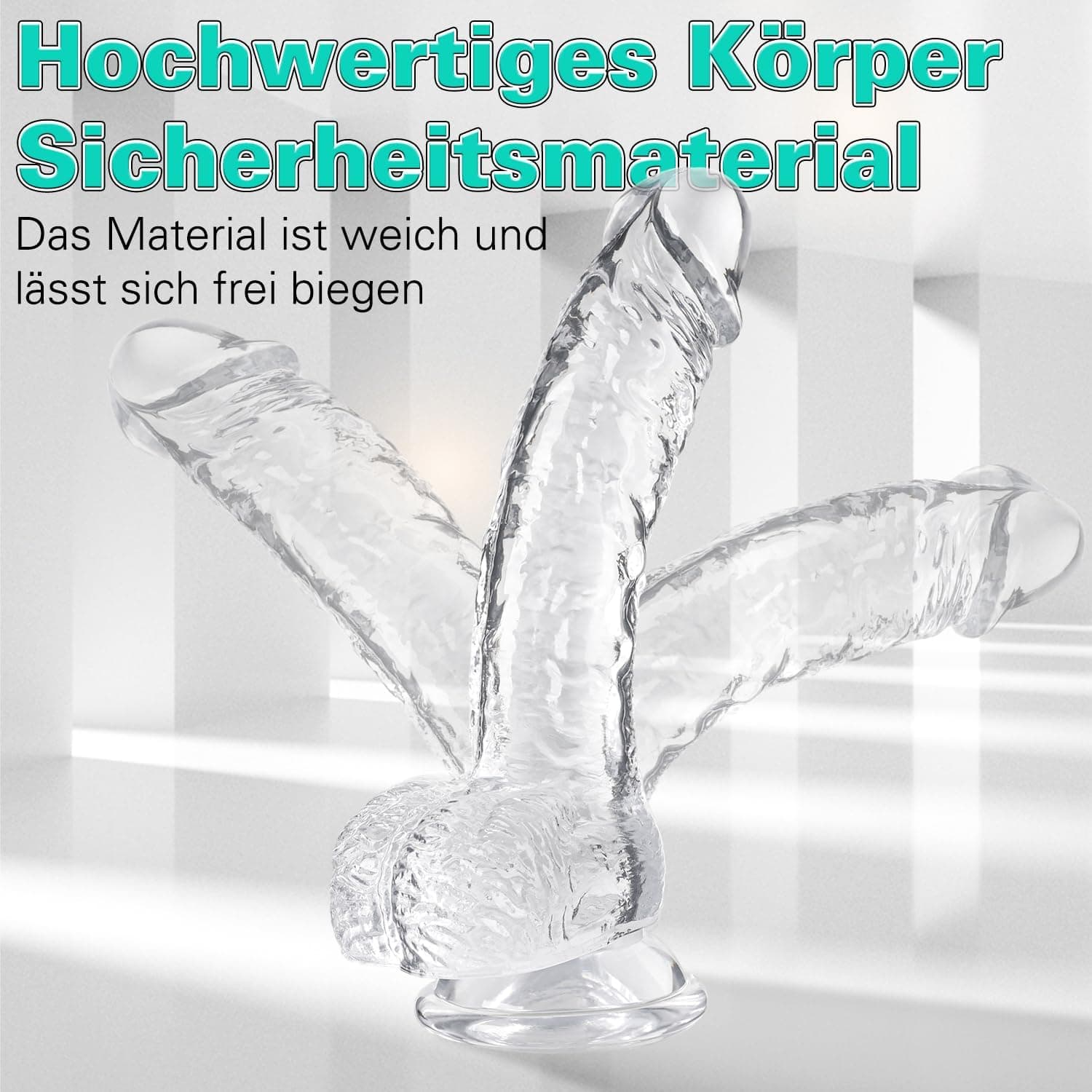 Realistischer Dildo mit Starkem Saugnapf, Wakelust 18CM Anfänger Dildo mit Echten Venen und Prallen Hoden Sexspielzeug für Frauen und Männer Weich Silikon Analdildo Penis Nachbildung (Transparenter)