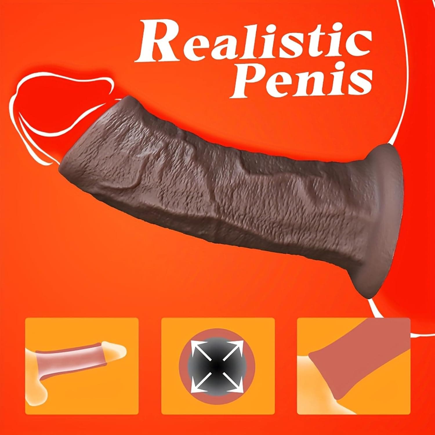 Realistische Penismanschetten aus Silikon, offene Penishülle mit natürlicher Struktur, weicher Penissleeve zur Penisverlängerung, flexible Penis Hülle für Paare(L)