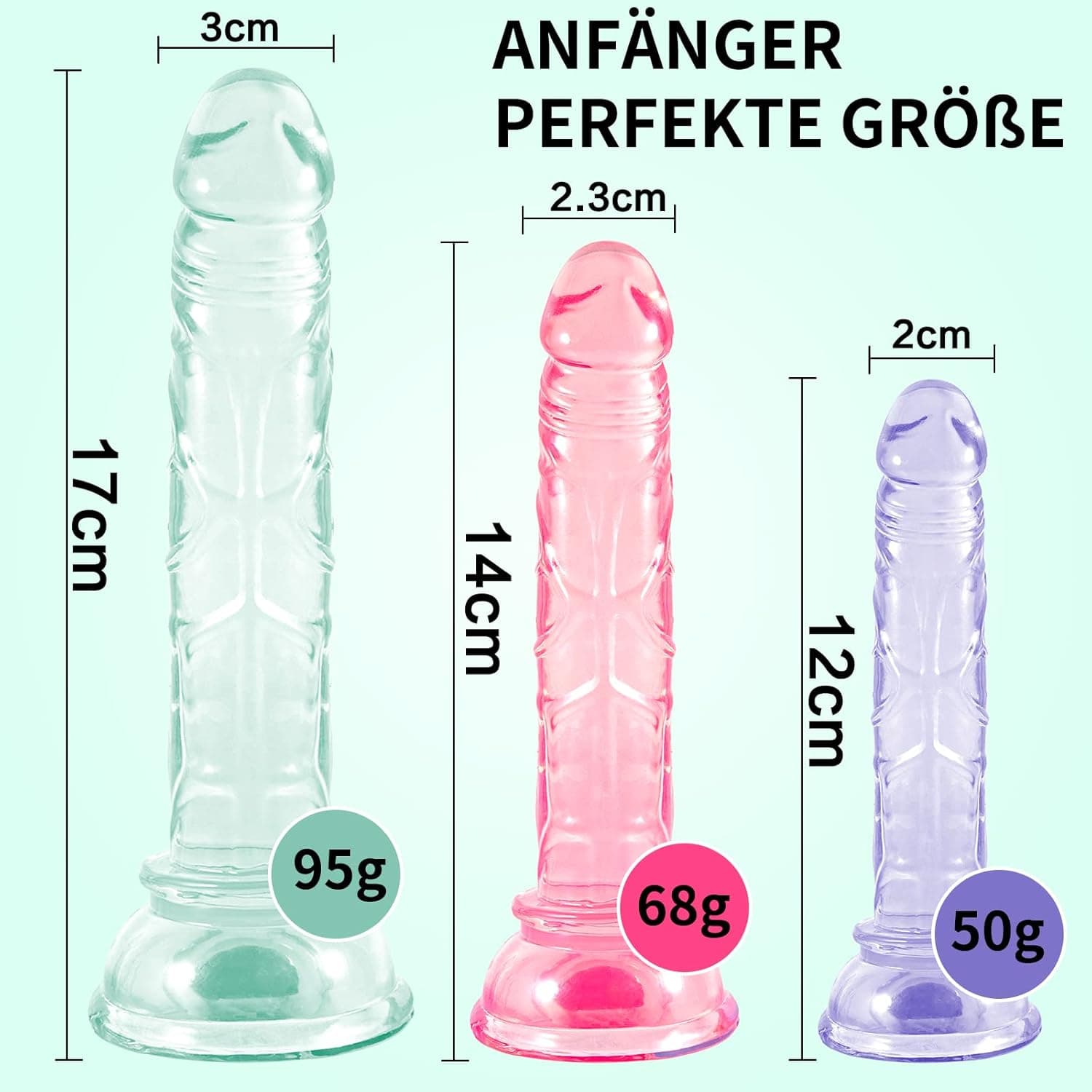 Yivans Analplug Anfänger Analdildo Silikon Transparent Dildo Set(Ø20mm, Ø23mm, Ø30mm) Erotik Sexspielzeug Männer Anal Prostata Massage Masturbations Frauen G-Punkt-Stimulation Dildo Butt plug