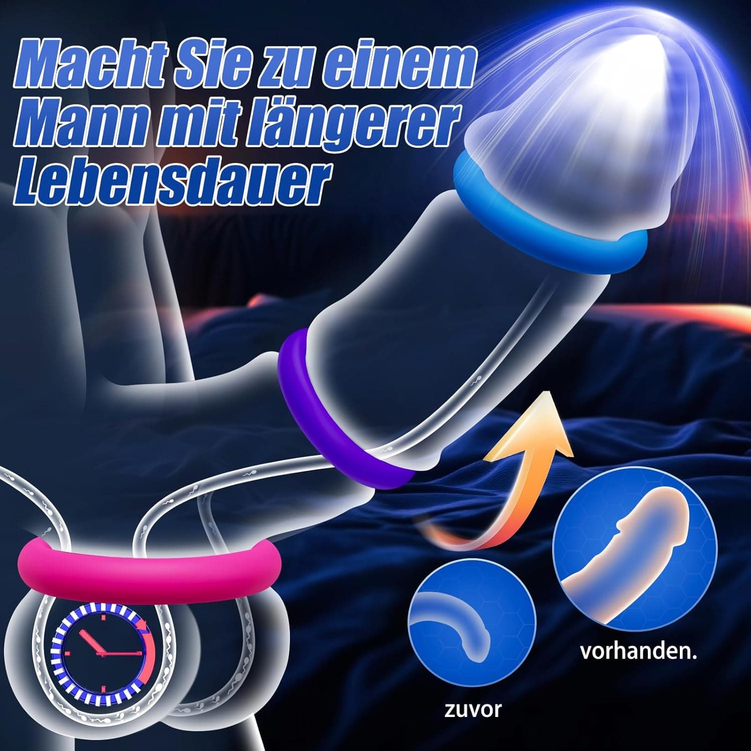 Premium Penisring Set 3er Pack (3 Farben, 3 Größen) – Dehnbare Cockringe &amp; Hodenringe aus Flüssigsilikon für härtere &amp; längere Erektion, inkl. Aufbewahrungsbox – Sexspielzeug für Paare/Männer