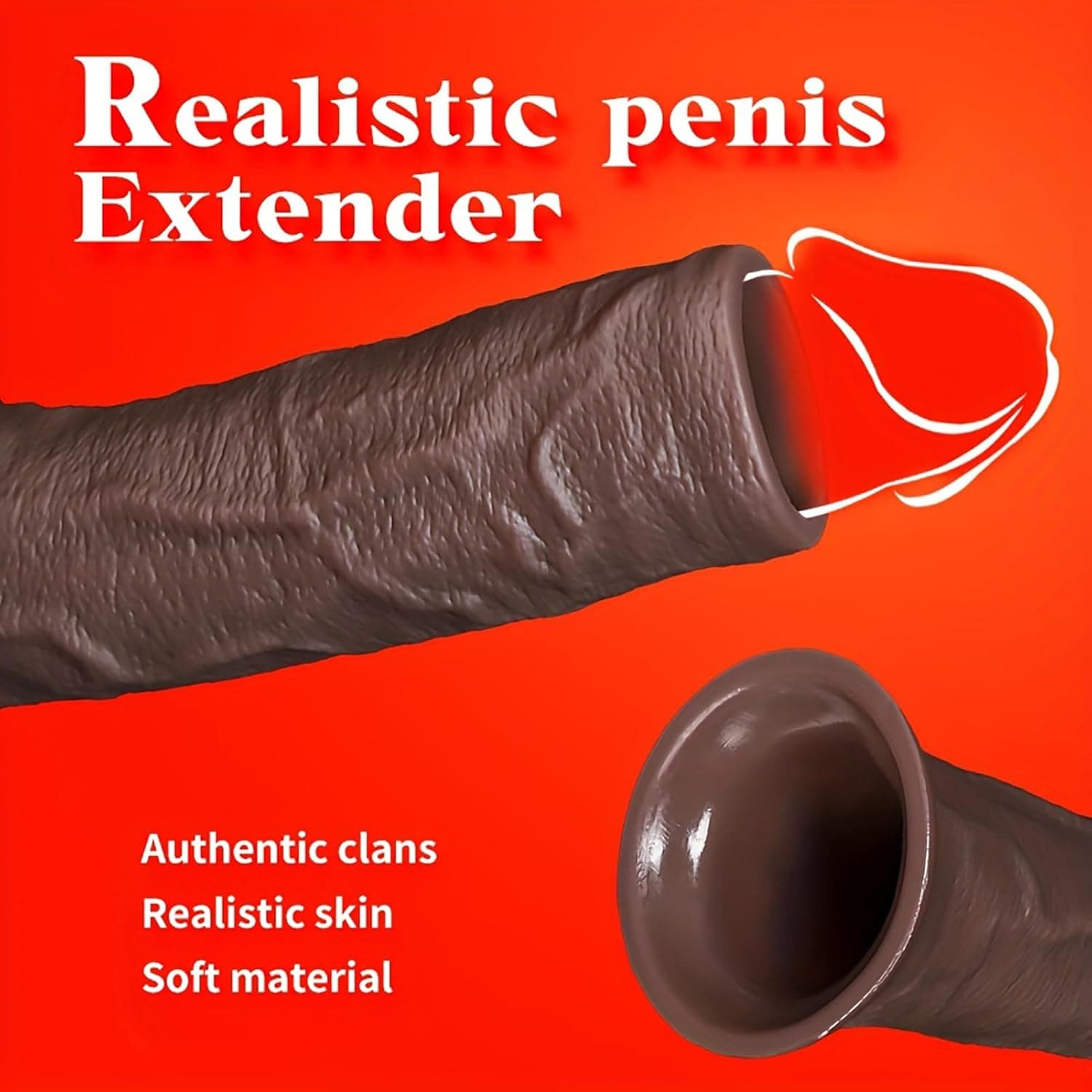 Realistische Penismanschetten aus Silikon, offene Penishülle mit natürlicher Struktur, weicher Penissleeve zur Penisverlängerung, flexible Penis Hülle für Paare(L)