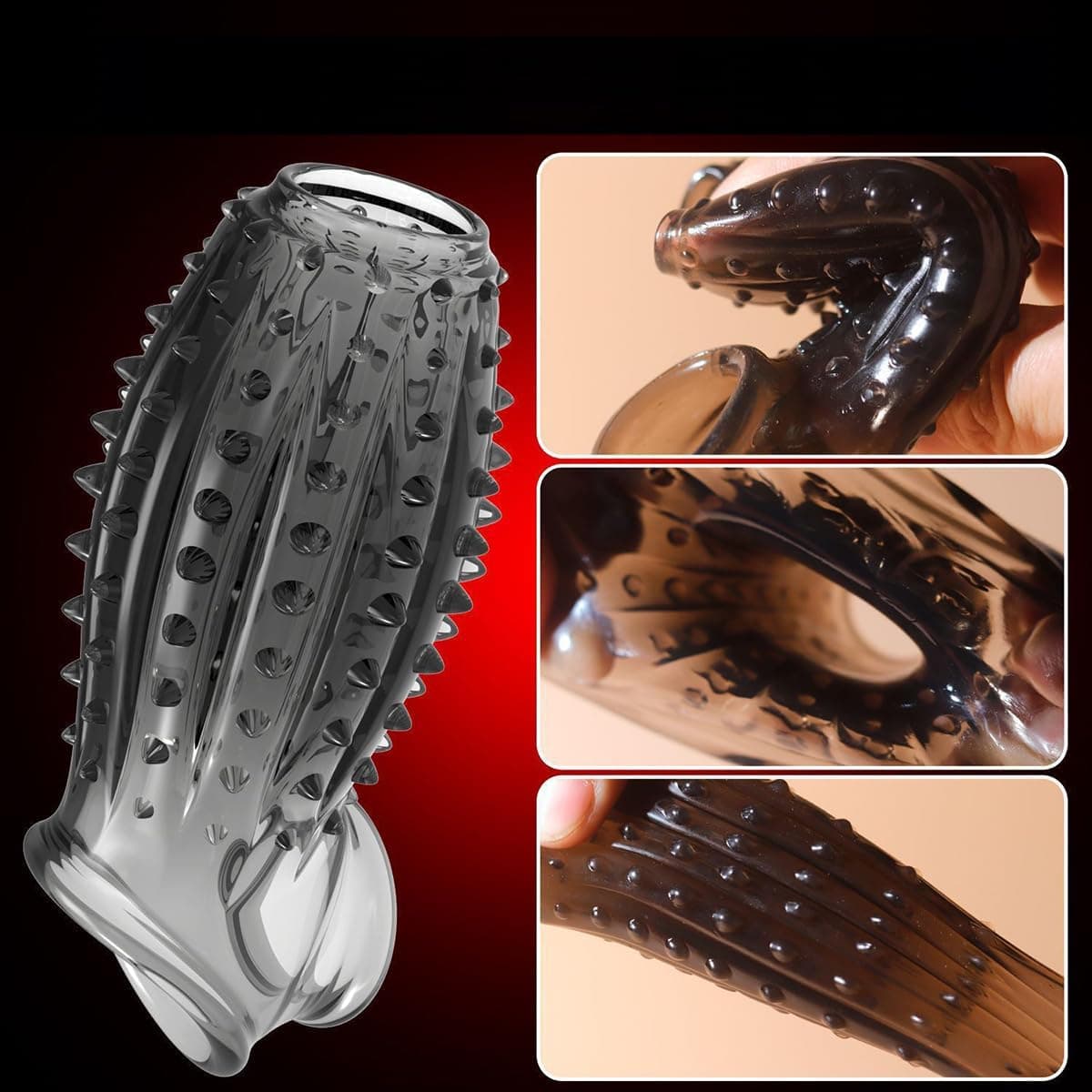 2er Set Penis Extender Schwarz &amp; Transparent – Penismanschette zur Verlängerung und Verdickung, flexible Penisverlängerung für mehr Ausdauer und Sensibilität, wiederverwendbare Hülle für Paare