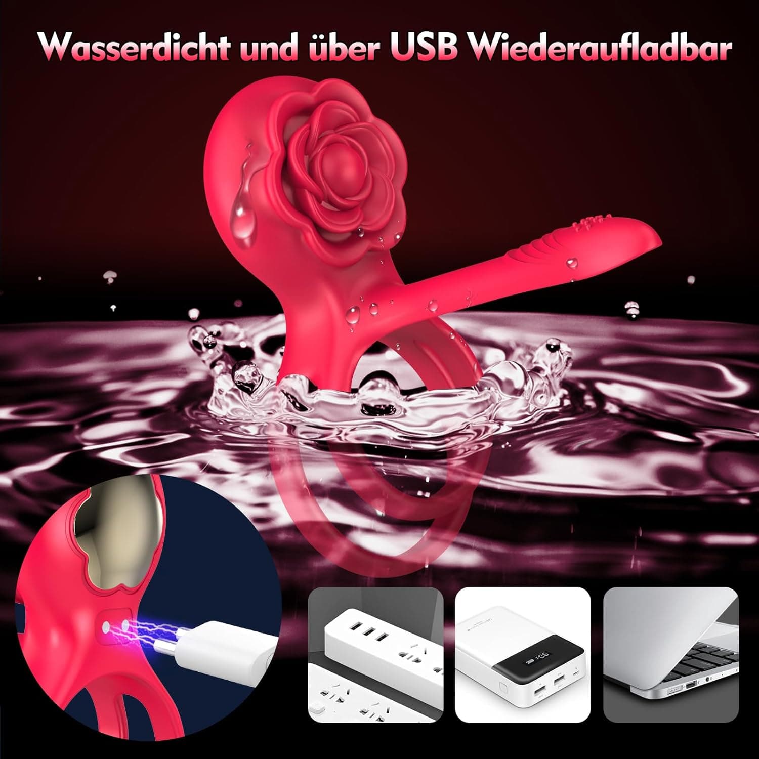 Vibrierender Penisring Sex Spielzeug für die Männer- 3 In 1 Cockring Sex Spielzeug für die Paare 10 Vibrationsmodi Penis Vibrator mit 6 Silikon Penisringe Set Männer Sex Sexspielzeug für Paare Extrem