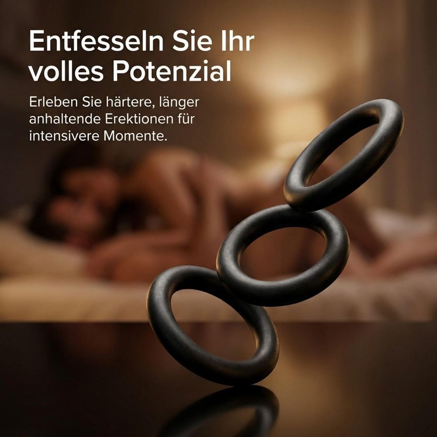 Sinful Penisring Set mit 3 Dehnbaren Penisringen aus Silikon - Erektionsförderndes, Langlebiges Cockringe Sexspielzeug für Männer - Penis Ring, Cock Ring Passend für Jede Größe Schwartz