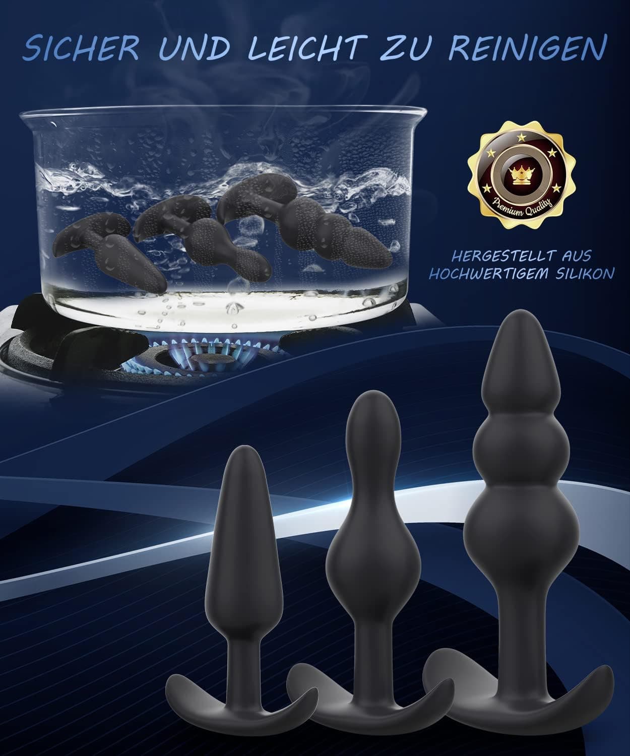 Analplug Set Sexspielzeug für Frauen und Männer,Anal Sex Spielzeug für die Frau Extrem Silikon Buttplug Klein Medium Groß für Anfänger Profi