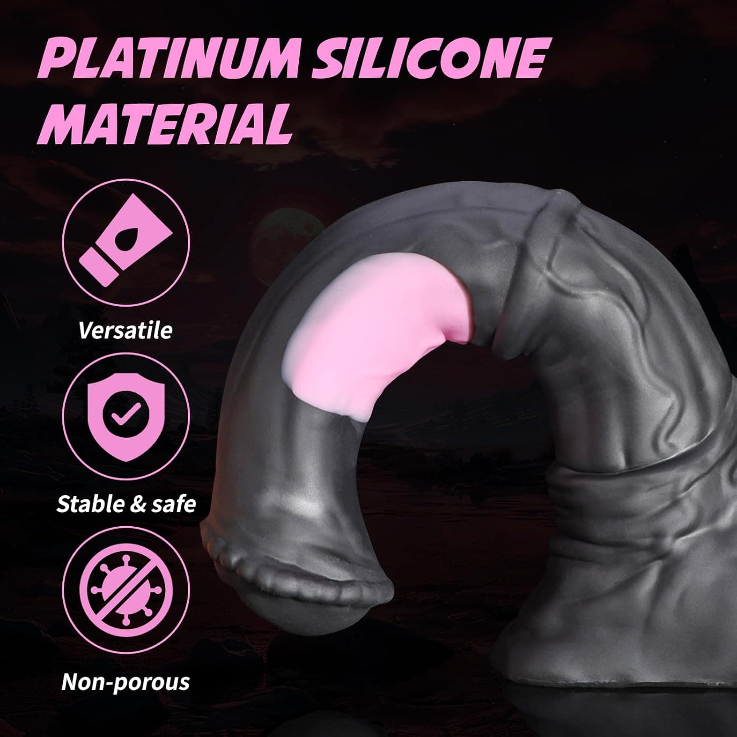 Nothosaur CONOLA (mit Schlauch) 38cm Fantasy Horse Dildo, Platin Silikon Tier Dildo mit texturiertem Kopf &amp; Venen Schaft, Dicke Monster Anal Dildos mit starkem Saugtasch für G-Spot, Prostata