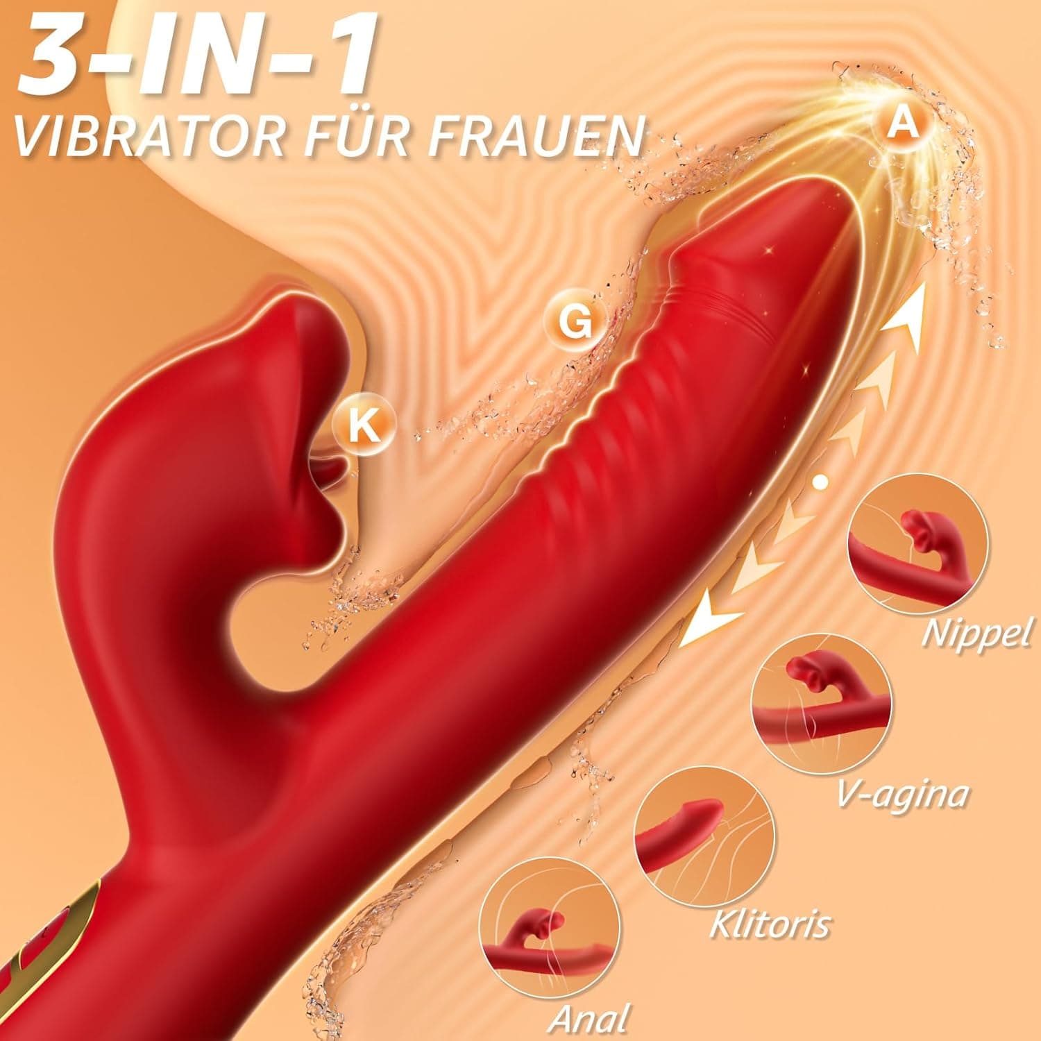 Dildo G-Punkt Vibrator Vibratorensets für Frauen Klitoris Vibration Sex Spielzeug für die Frau Sexspielzeug Vibratorset for Woman Analvibrator 10 Modi, 5 Zungenlecken &amp; 3 Stoßfunktionen Sex Toys