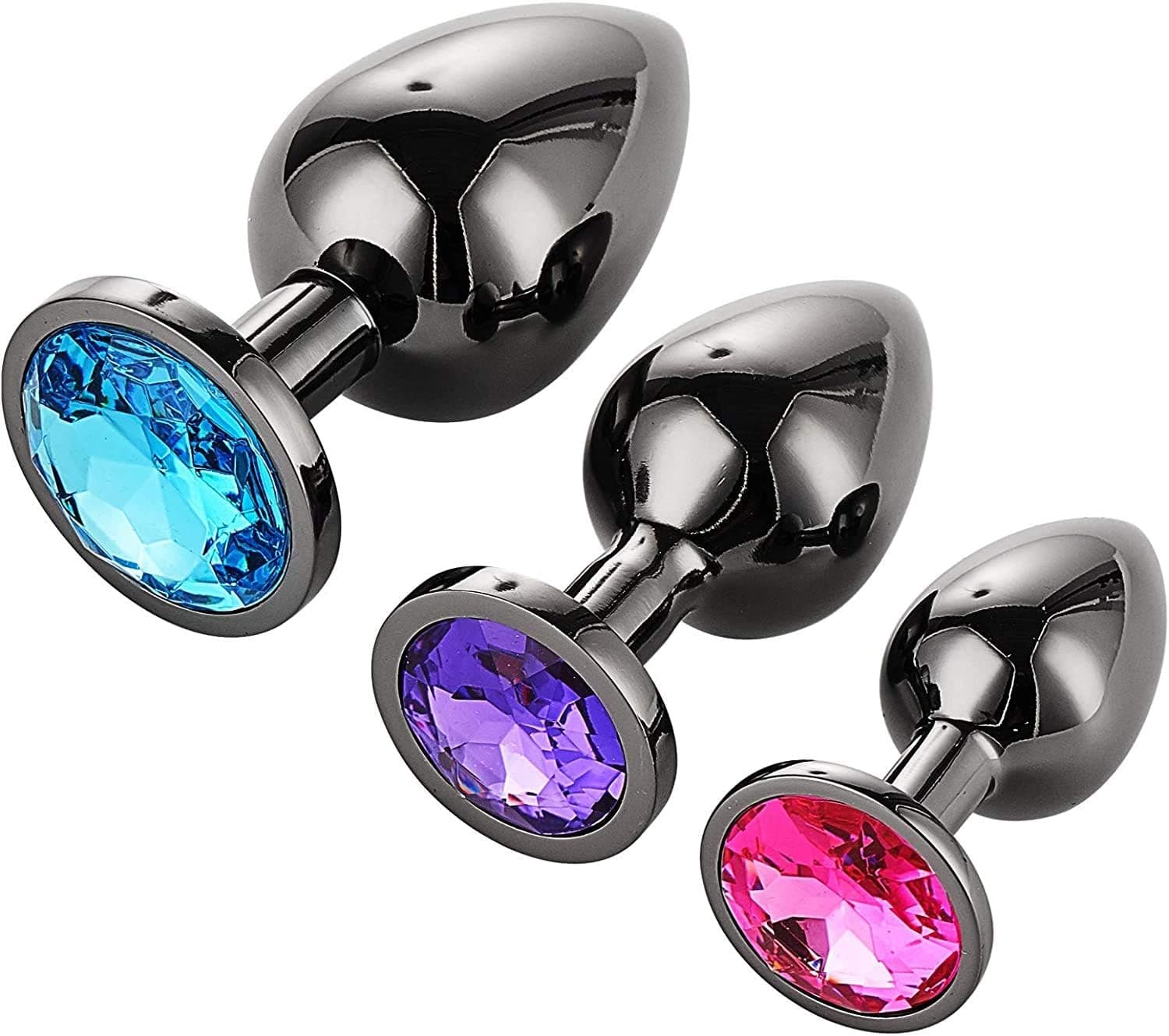 Analplug Buttplug 3 Stücke Set Metall Analplug Dunkel Grau/Schwarz Gunmetall Groß Medium Klein Anal Plug Sex Spielzeug Geeignet für Anfanger für Frauen Männer Paare