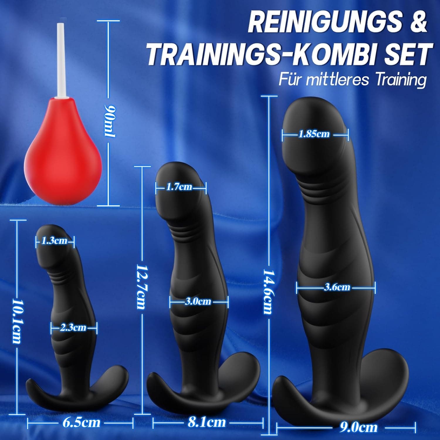 Anal Dildo Analplug# für Frauen Männer 4 Stück Anal Plug Set mit Analdusche &amp; Größen-Upgrade (M-XL) für Anfänger bis Profi Buttplug Analplugs Silikon Butt Plug für den Mann Sexspielzeug