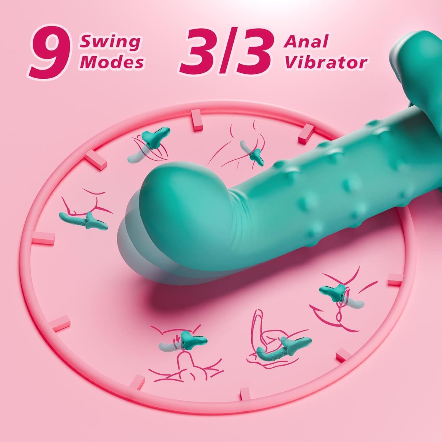 Dildo Vibrator Sex Spielzeug für Paare, Vibratorensets für Frauen G Punkt Klitoris mit 9 Teleskop 9 Vibration 9 stoß, 23cm Dildos Sex Toys Klitoris Stimulator für Sie, Diloschwanz Erotik Sexspielzeug