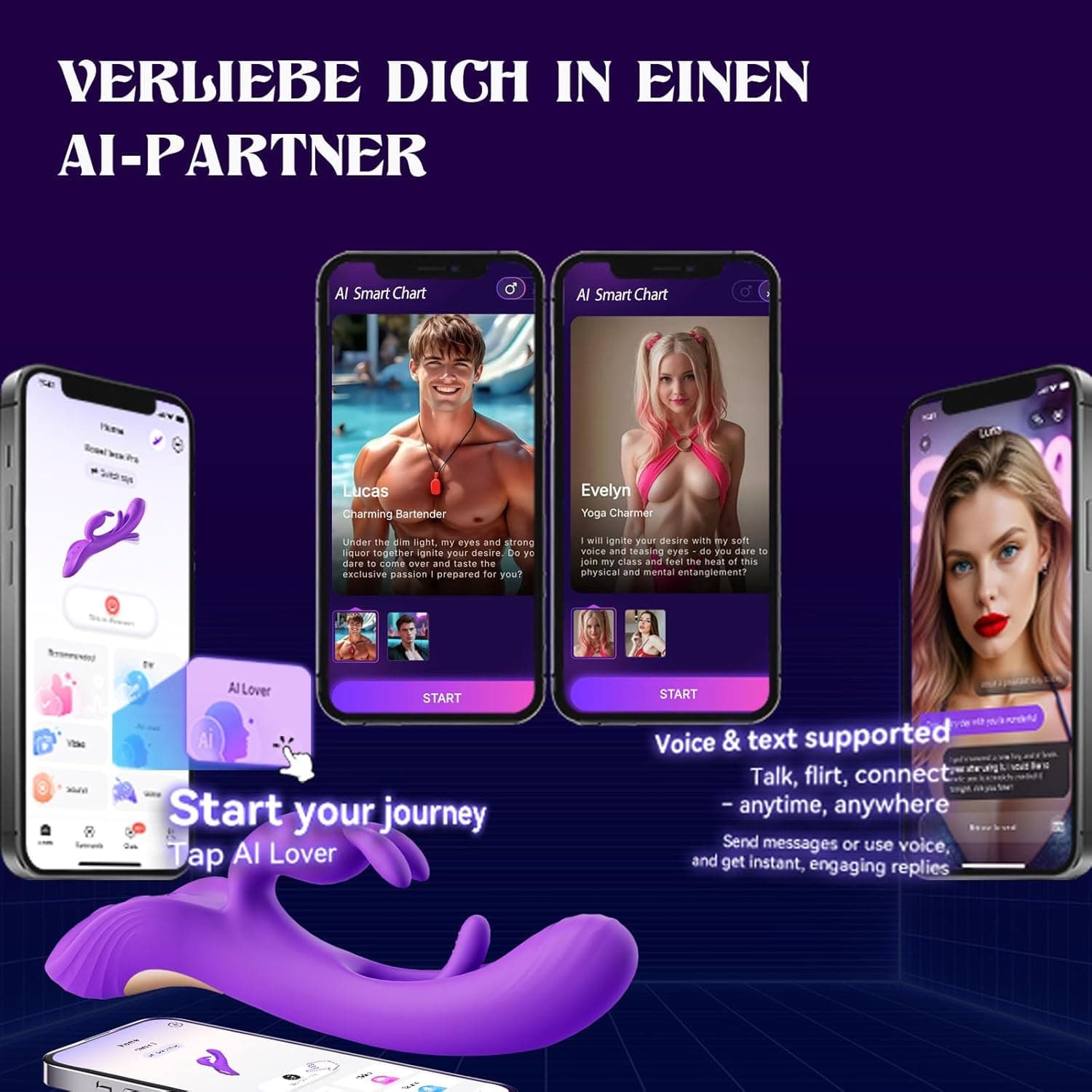 AI-Sync Vibratorensets für Frauen Dildo Vibrator, Sex Spielzeug für die Frau mit 5 Zungenlecken 5 Flatternmodi 5 Vibrationmodi, Vibration für Frauen Sex Toyset für Woman Vibratoren Klitoris Stimulator