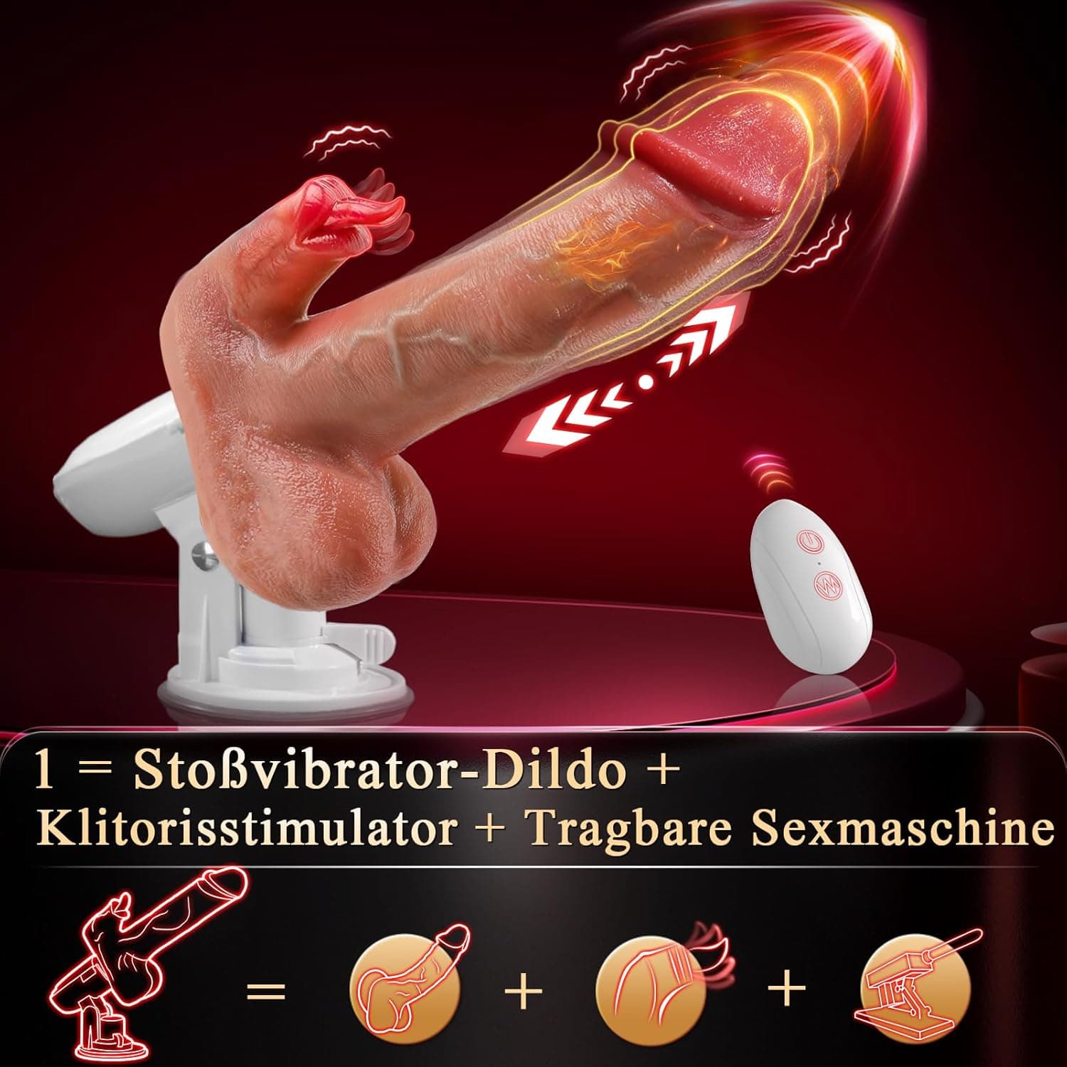 Tagnaff Dildo Vibrator, 8 Stoßfunktion Lecken Vibration für Frauen, Tragbar Sexmaschine Vibratoren, Heizung Sex Spielzeug für die Frau, Vibratorensets für Frauen Klitoris, Anal Dildos Sexspielzeug