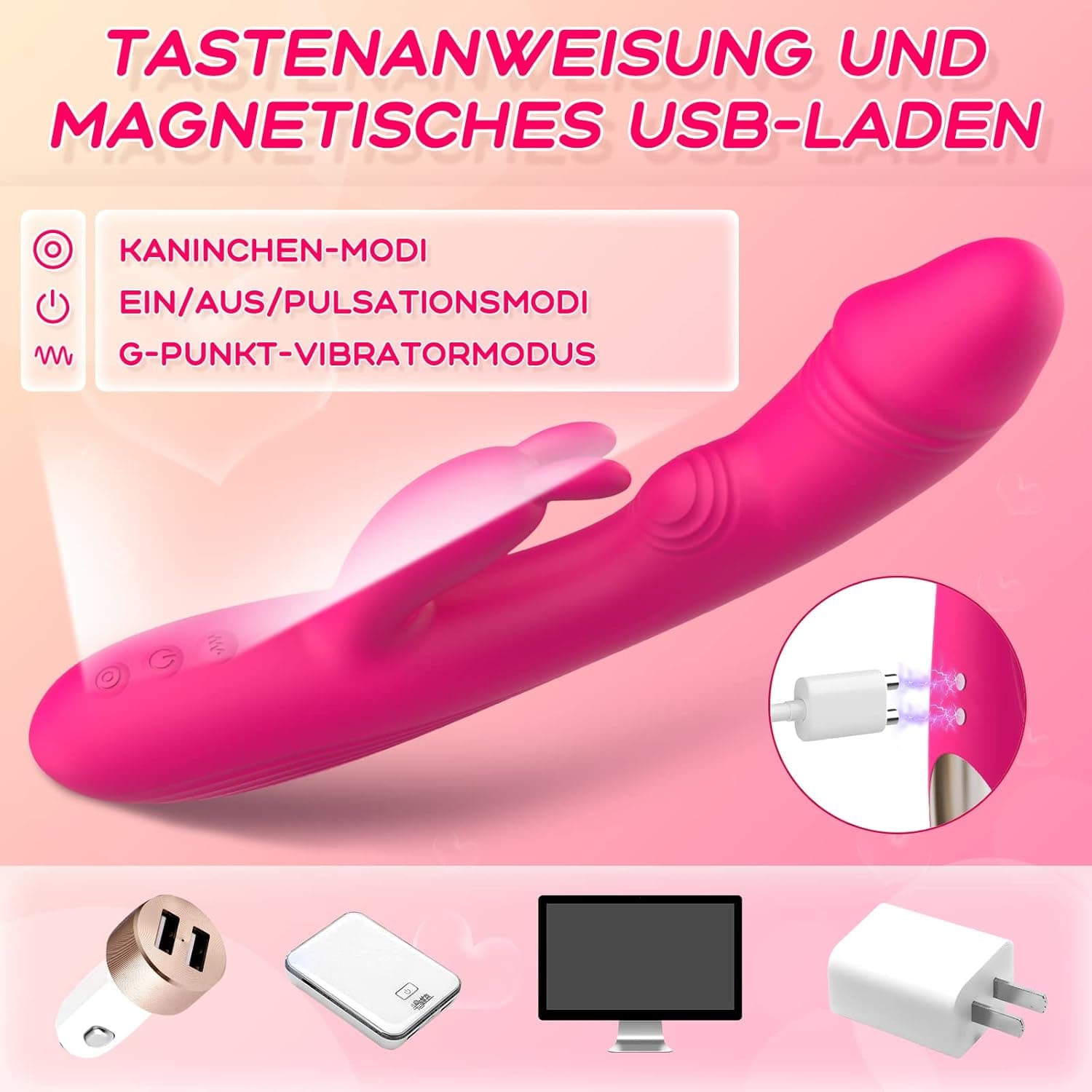 Rabbit Vibratoren für Sie Klitoris und G-punkt Sex Spielzeug für Paare mit 10 Vibrationsmodi&amp;5 Pulsationsmodi Erotik Sex Spielzeug für die Frau, Vibration für Frauen Sexspielzeuge für Paare Sex Dildo