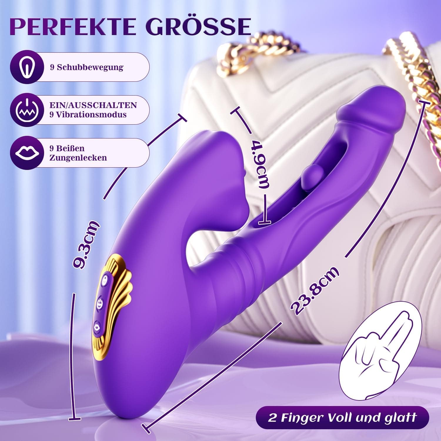Vibration für Frauen Dildo Vibrator mit Interner Stoßfunktion, Sex Spielzeug für die Frau mit 9 Zungenlecken 9 Stoßfunktion 9 Vibrationmodi, Vibratorensets Sex Toyset für Woman G Punkt Klitoris