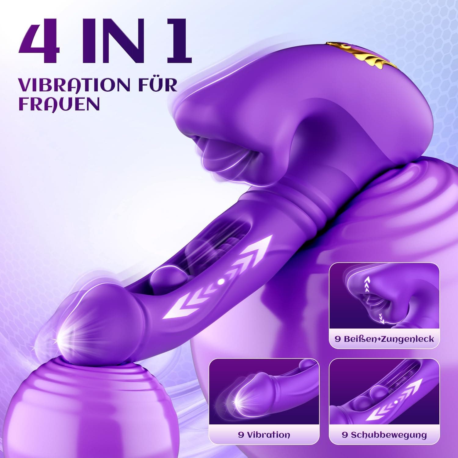 Vibration für Frauen Dildo Vibrator mit Interner Stoßfunktion, Sex Spielzeug für die Frau mit 9 Zungenlecken 9 Stoßfunktion 9 Vibrationmodi, Vibratorensets Sex Toyset für Woman G Punkt Klitoris