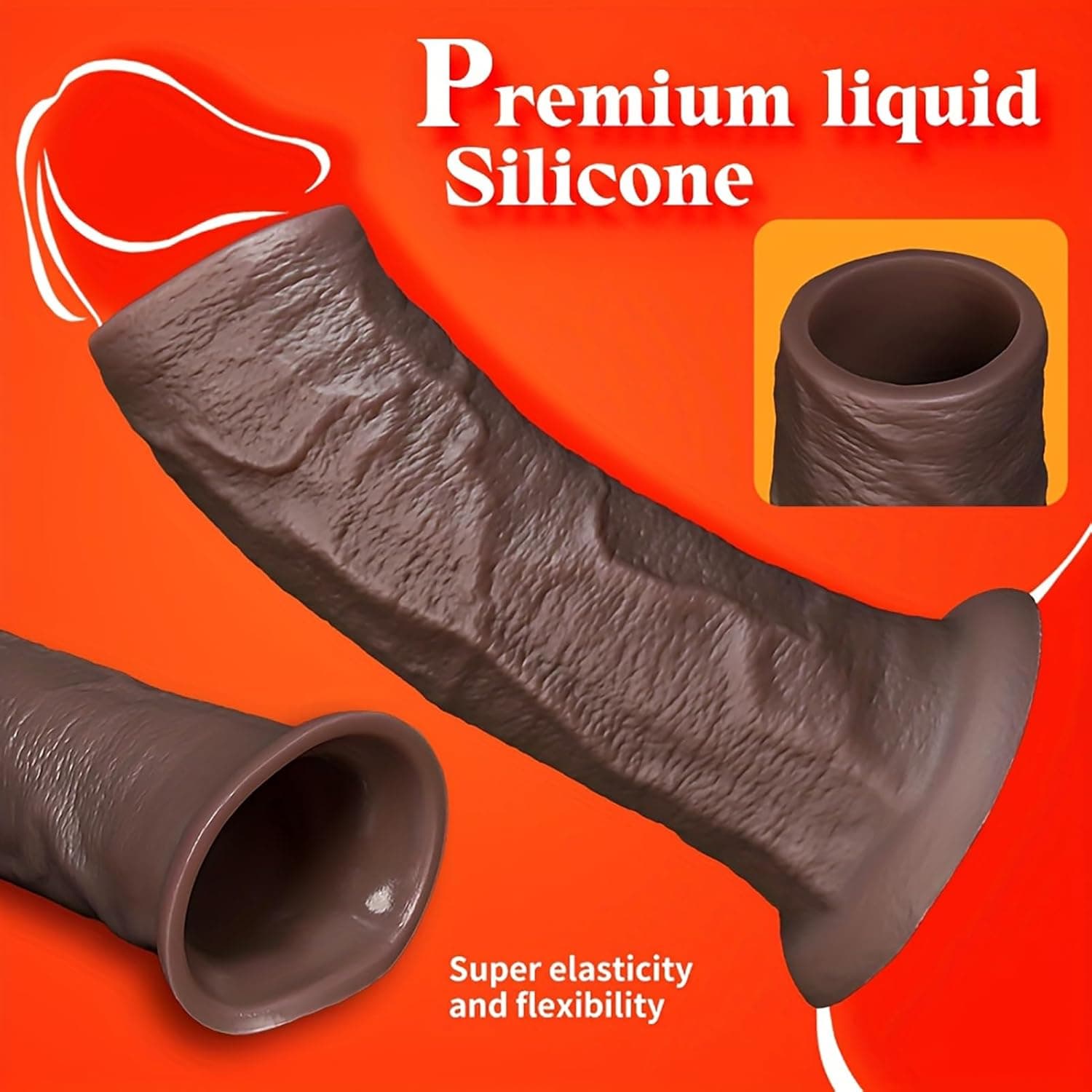 Realistische Penismanschetten aus Silikon, offene Penishülle mit natürlicher Struktur, weicher Penissleeve zur Penisverlängerung, flexible Penis Hülle für Paare(L)