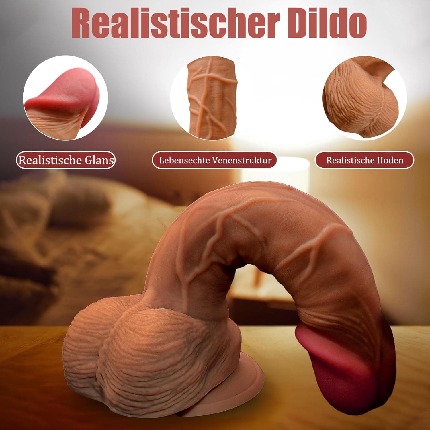 17,8CM Realistischer Silikon Dildo Weich Sex Spielzeug mit Saugnapf für die Frau, Diloschwanz Dildos Sexspielzeug für Frauen &amp; Männer, Anal Dildo für G-Punkt &amp; Analstimulation mit Hoden für Anfänger