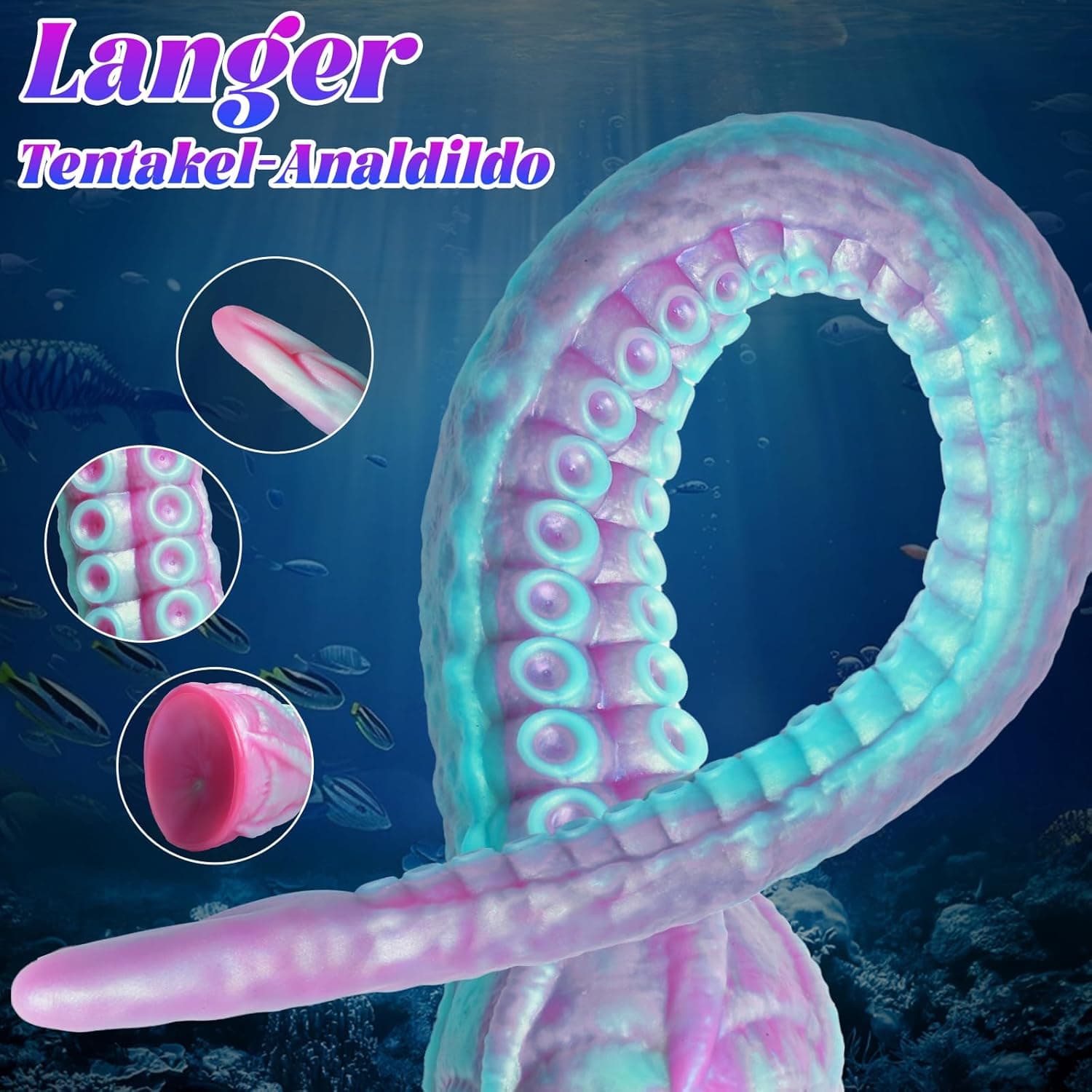 40CM Flüssiges Silikon Dildo Monster Fantasy Dildo mit Starkem Saugnapf Realistischer Oktopus-Tentakel Dildo für Sie G-Punkt Anal Plug Erotik Sexspielzeug für Männer Frauen Paare(LilaBlau)