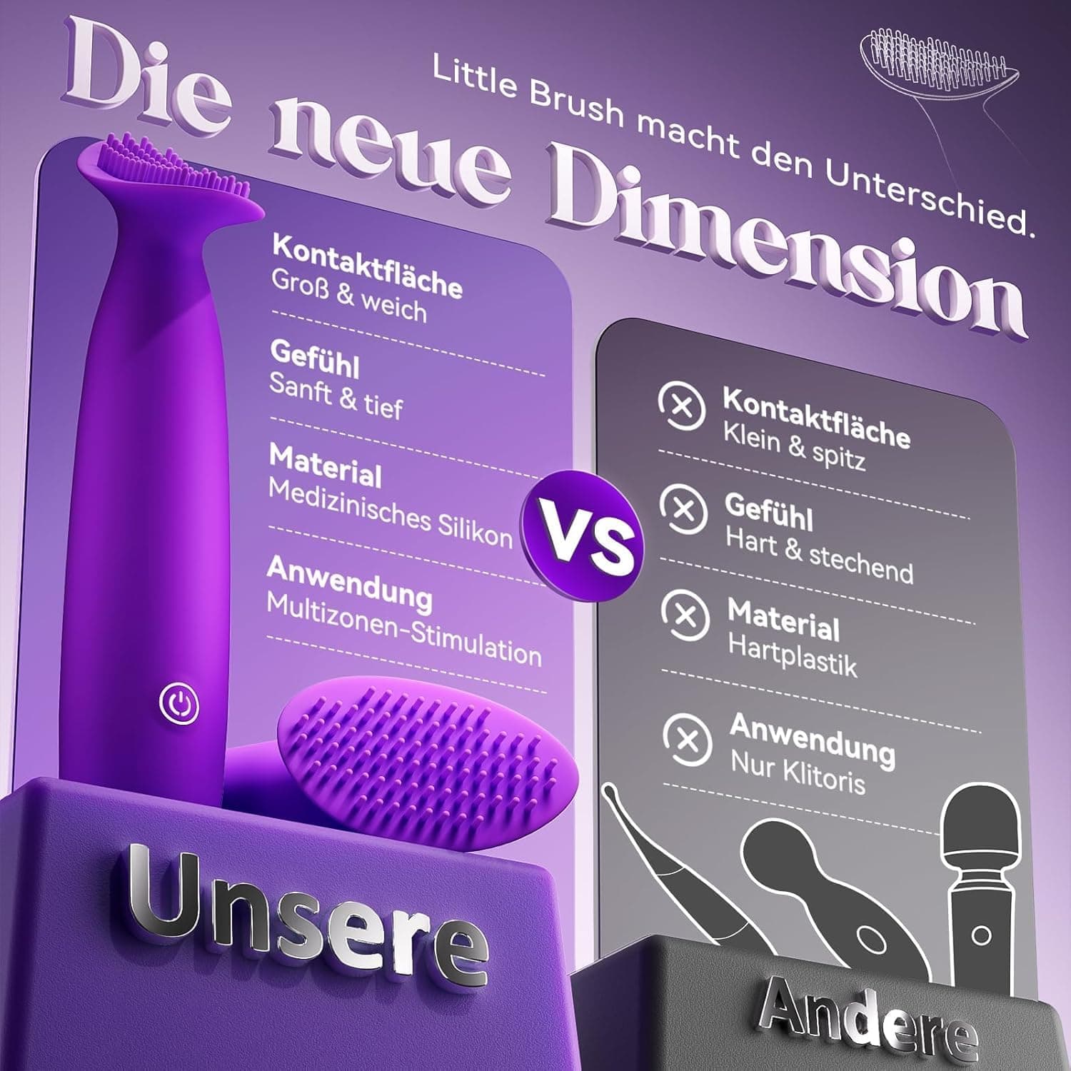 Vibratorensets für Frauen Klitoris Stimulator mit Silikonbürste 10 Modi Sex Spielzeug für die Frau Paare Vibrator Leise Auflege Mini Vibration für Frauen Sexspielzeug Sex Toyset Woman Vibratorset