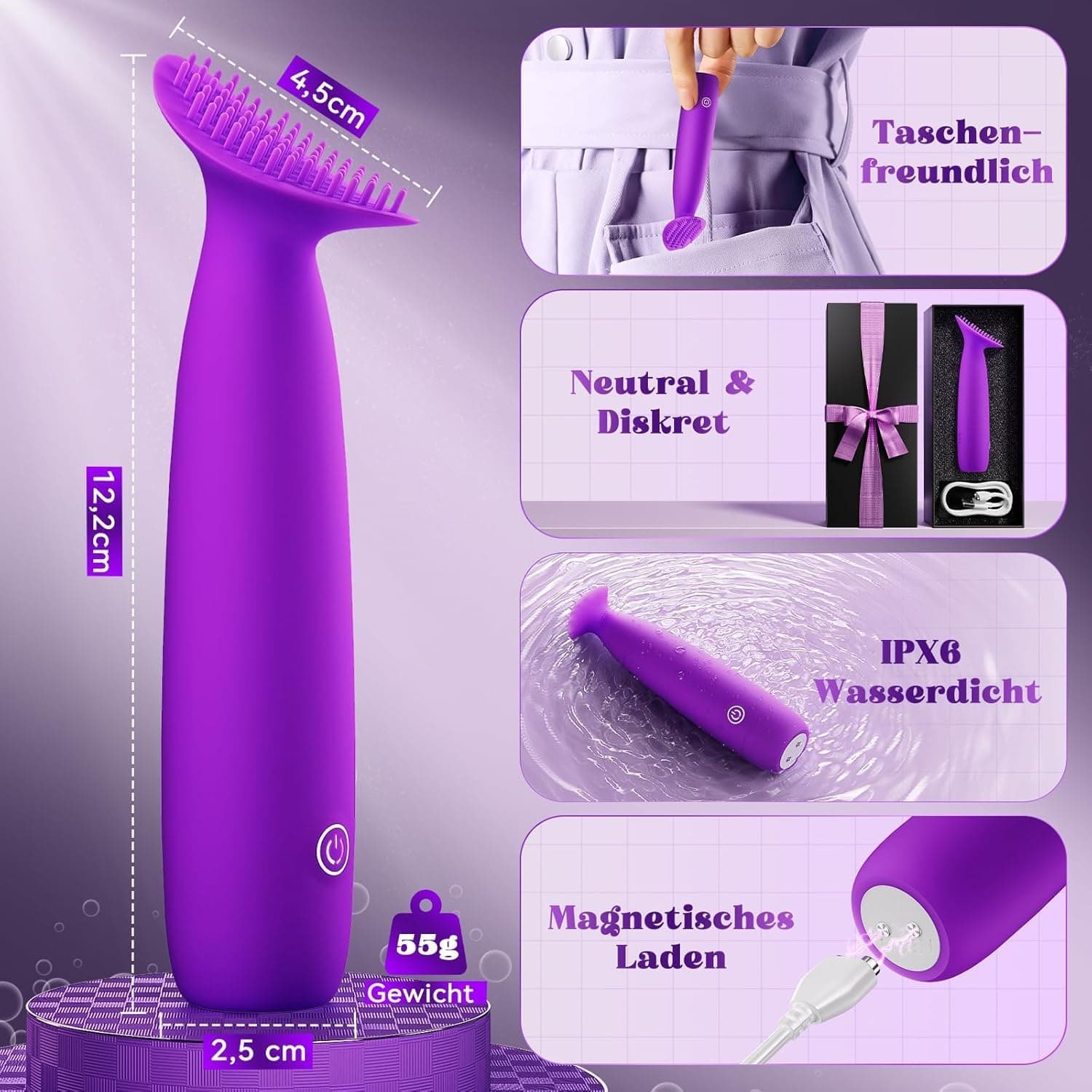 Vibratorensets für Frauen Klitoris Stimulator mit Silikonbürste 10 Modi Sex Spielzeug für die Frau Paare Vibrator Leise Auflege Mini Vibration für Frauen Sexspielzeug Sex Toyset Woman Vibratorset