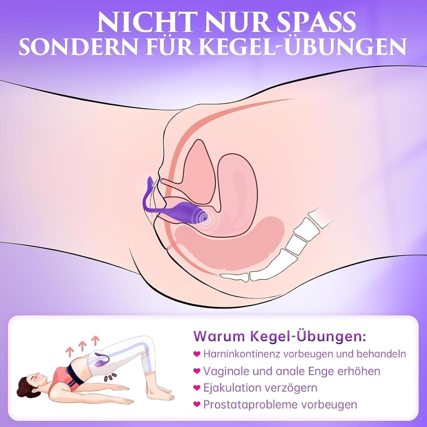 Cacuola KI-Sync Vibrator Liebeskugeln für die Frau, Anal Dildos Vibratorensets für Frauen Klitoris, 9 Modi Analplug Klitoris Stimulator für Sie, G Punkt Vibration für Frauen, Anal Plug Sexmaschine