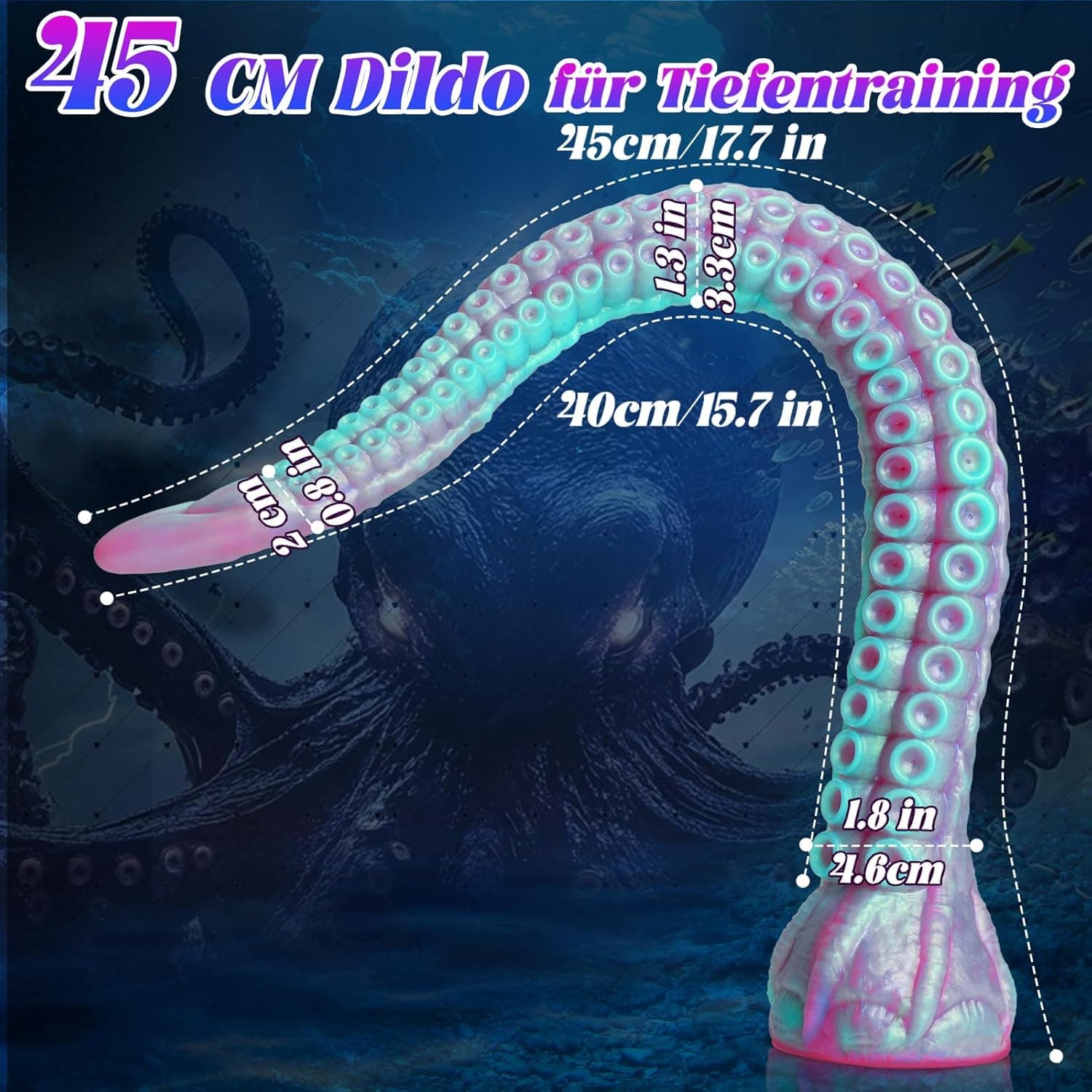 40CM Flüssiges Silikon Dildo Monster Fantasy Dildo mit Starkem Saugnapf Realistischer Oktopus-Tentakel Dildo für Sie G-Punkt Anal Plug Erotik Sexspielzeug für Männer Frauen Paare(LilaBlau)
