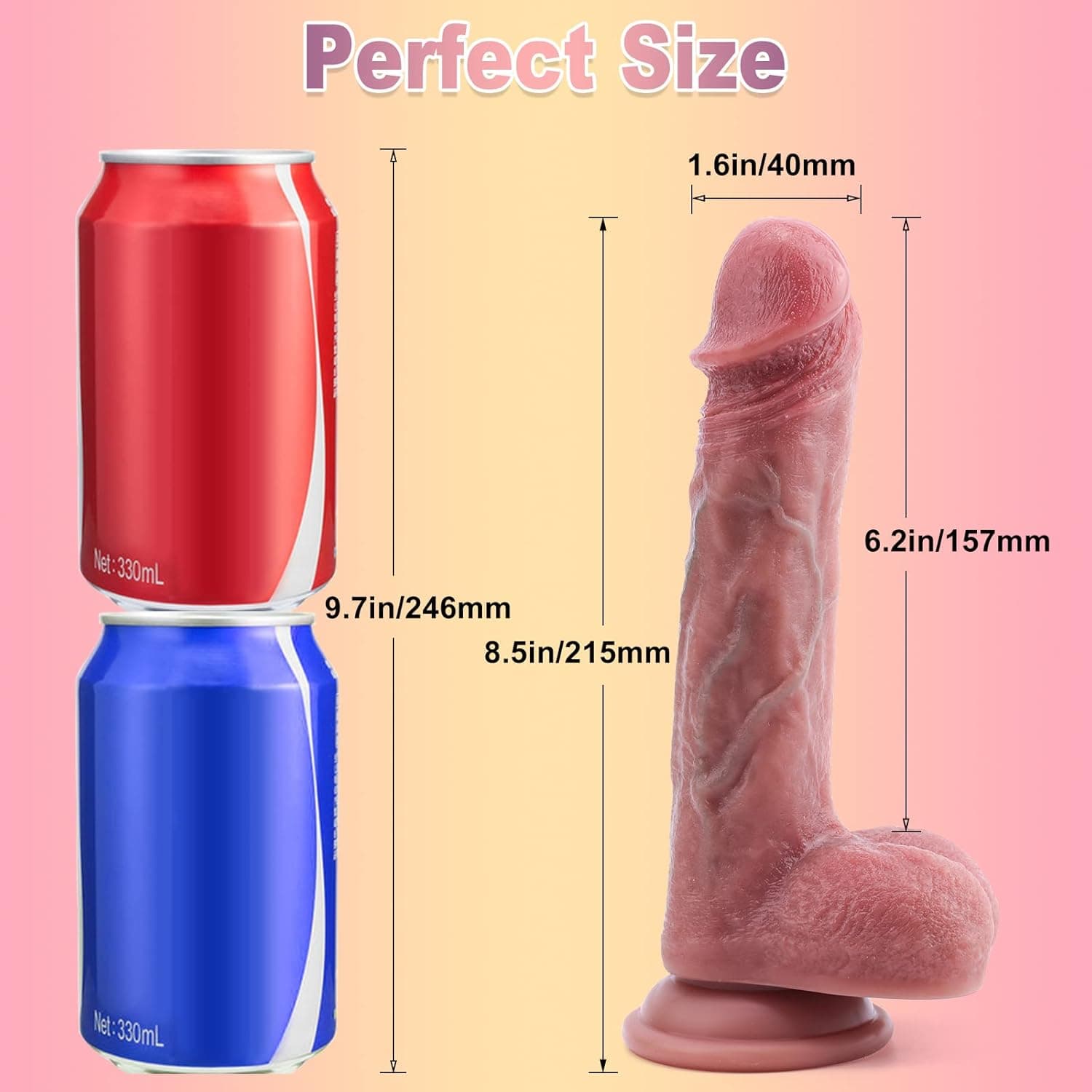 Realistischer Dildo mit Starkem Saugnapf, Weichen Zwei Layer Silikon Echten Venen und Prallen Hoden，Sex Spielzeug für Paare Analdildos, für die Männer Sexspielzeug für Frauen