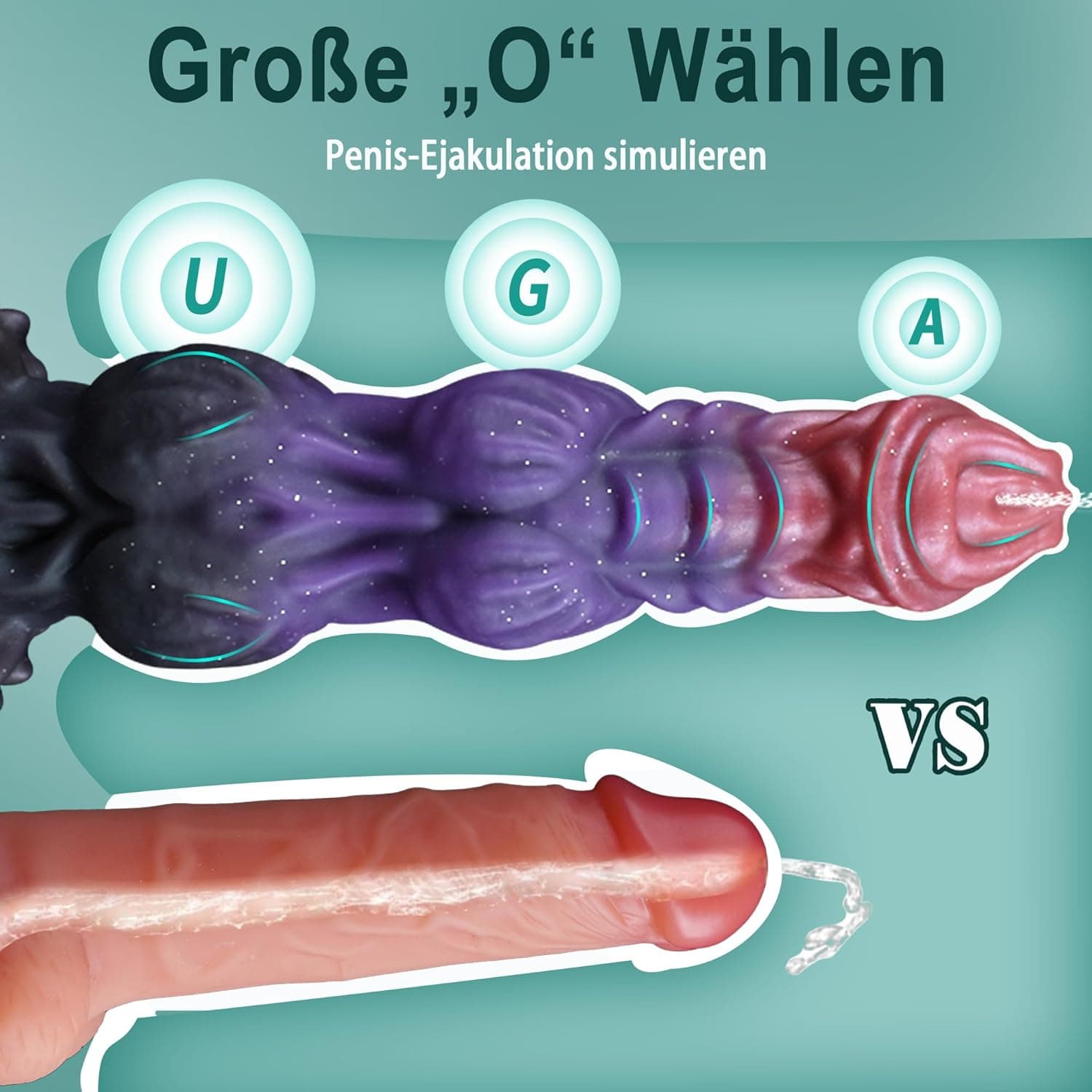 Spritz Dildo Fantasy Alien Dildo Knoten Cum Pferde Horse Dildo mit Spritzfunktion Saugnapf Spritzdildo Monster Tier Squirting Silikon Anal Dildo Groß mit Abspritzen Diloschwanz für Frauen Männer XXL