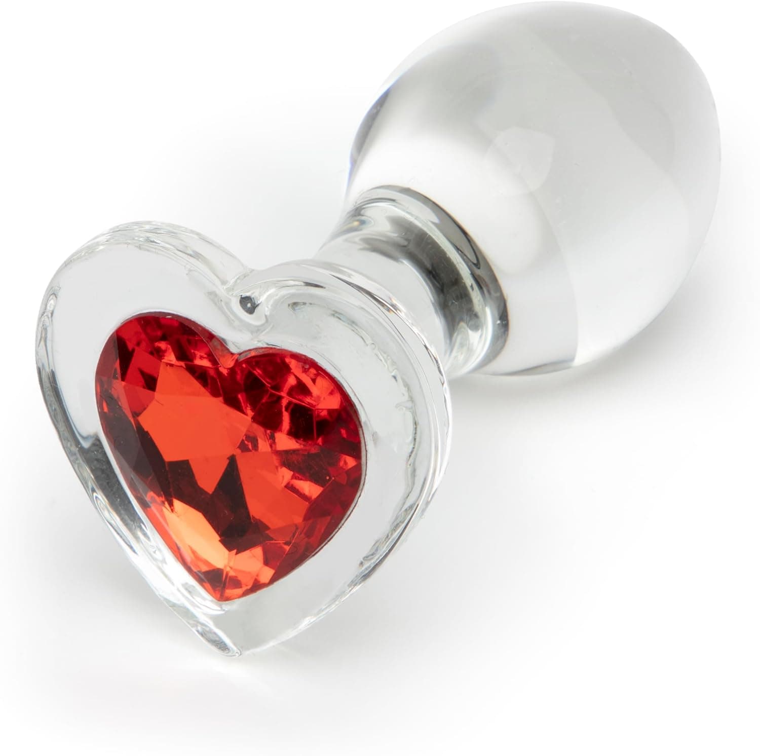 Lovehoney Glass Butt Plug 3 inch Red Heart Gem