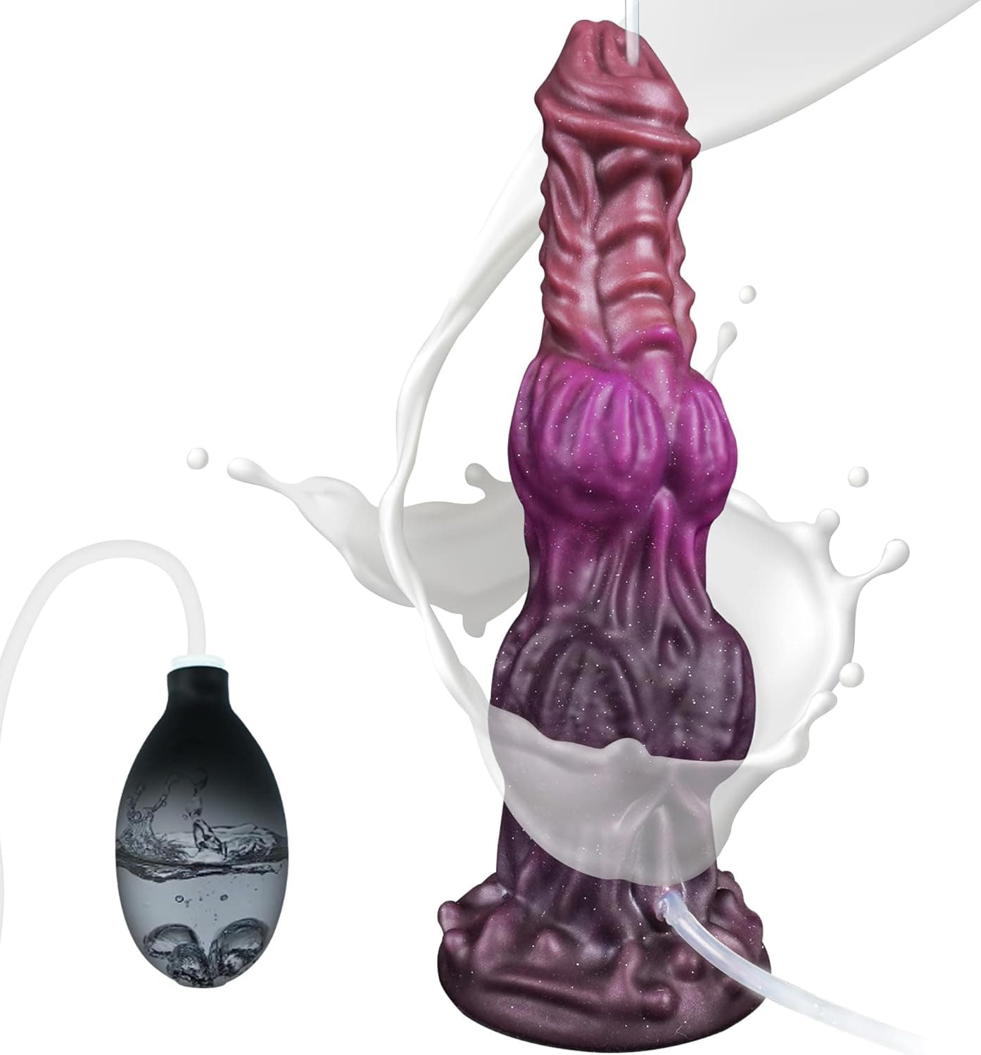 Spritz Dildo Fantasy Alien Dildo Knoten Cum Pferde Horse Dildo mit Spritzfunktion Saugnapf Spritzdildo Monster Tier Squirting Silikon Anal Dildo Groß mit Abspritzen Diloschwanz für Frauen Männer XXL
