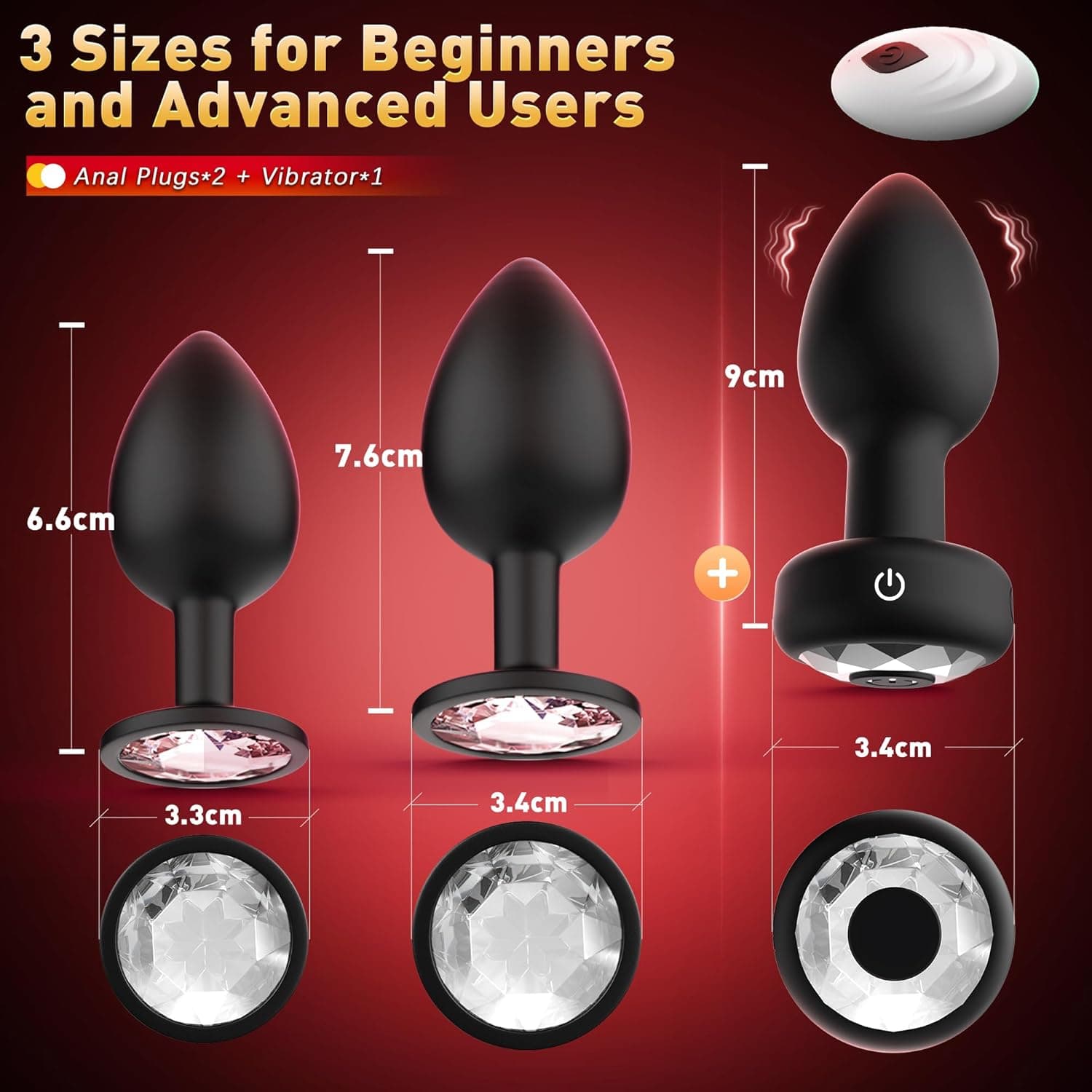 Tagnaff Analplugs 3-Set, Analplug# für Frauen Männer mit Vibration AI-Steuerung, Silikon Anal Plugs Butt Plug für den Mann Analvibratoren für Frau Buttplug Anfänger Anal Toys Sexspielzeug Butplug