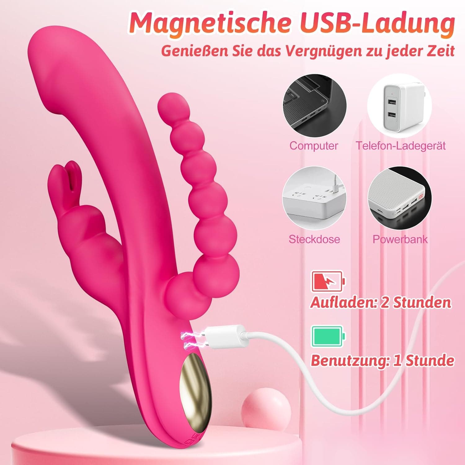 Vibrator für die Frau Dildo Sexspielzeug - 3 in 1 G Punkt Vibrator mit 10 Vibrationen &amp; 10 Pulsationsmodi, diskretes Design Sexspielzeug für Frauen, Klitoris Vibratoren Frauen leise