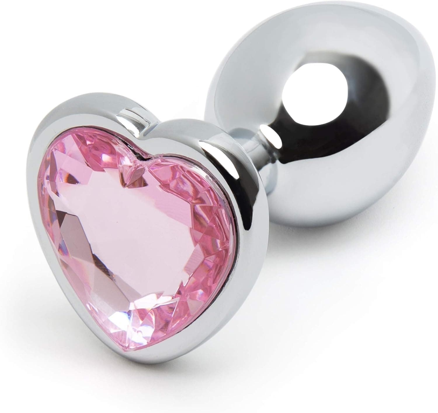 Lovehoney Silver Heart Butt Plug 2.5 Inch Pink Gem Small Anal Plug for Women Men Luxury Shaped Metal Prostate Massager C