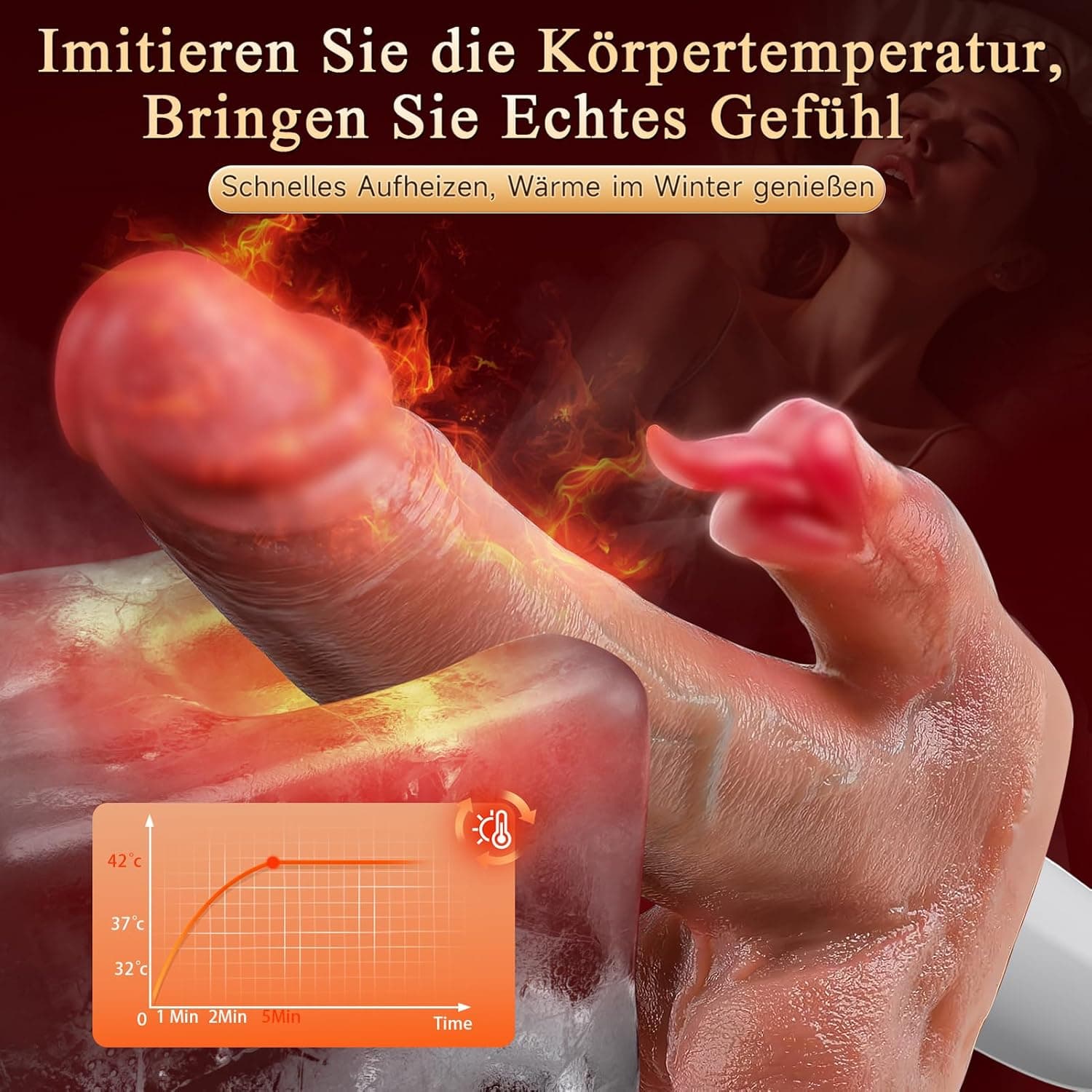 Tagnaff Dildo Vibrator, 8 Stoßfunktion Lecken Vibration für Frauen, Tragbar Sexmaschine Vibratoren, Heizung Sex Spielzeug für die Frau, Vibratorensets für Frauen Klitoris, Anal Dildos Sexspielzeug