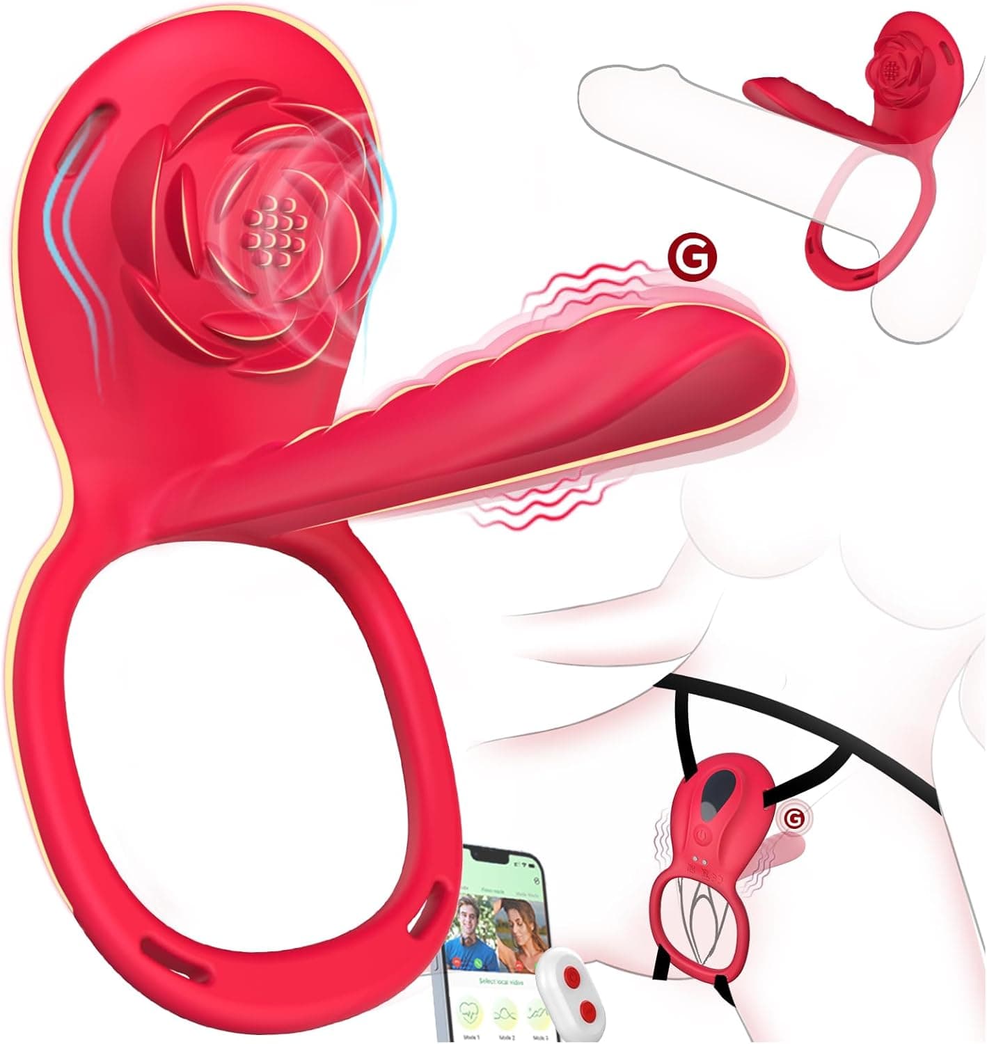 Sex Spielzeug für die Paare Frau Männer, BDSM Rose Vibration für Frauen, Vibratorensets für Frauen Klitoris mit Fernbedienung Leise, Penisring Vibrator App, Erotisches Sexspielzeug Sex Maschine Spiele