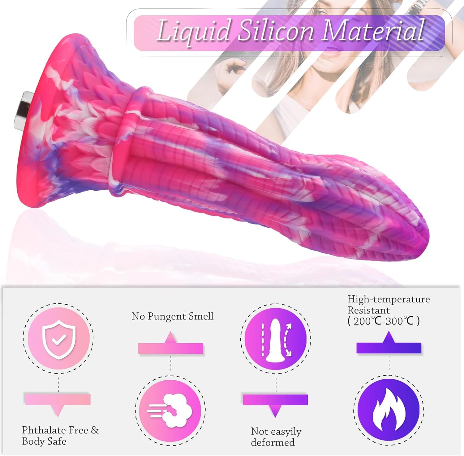 Hismith 10.30 Inch Silicone Monster Dildo with KlicLok System for Premium Sex Machine, 7.83 Inch Insertable Length