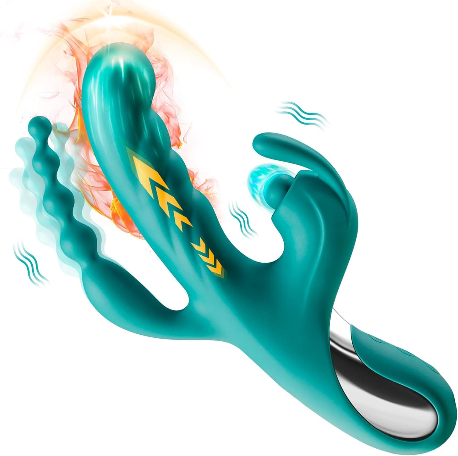 Kaninchen Feuer Sex Toys für Frauen - BEBEBEER Klitoral Vibrator G Spot Thrusting Dildo Anal Beads mit Schnell Heizen &amp; 5*10*7 Thrust Vibration - Erwachsene Sex Spielzeug Personal Massagegerät Wand