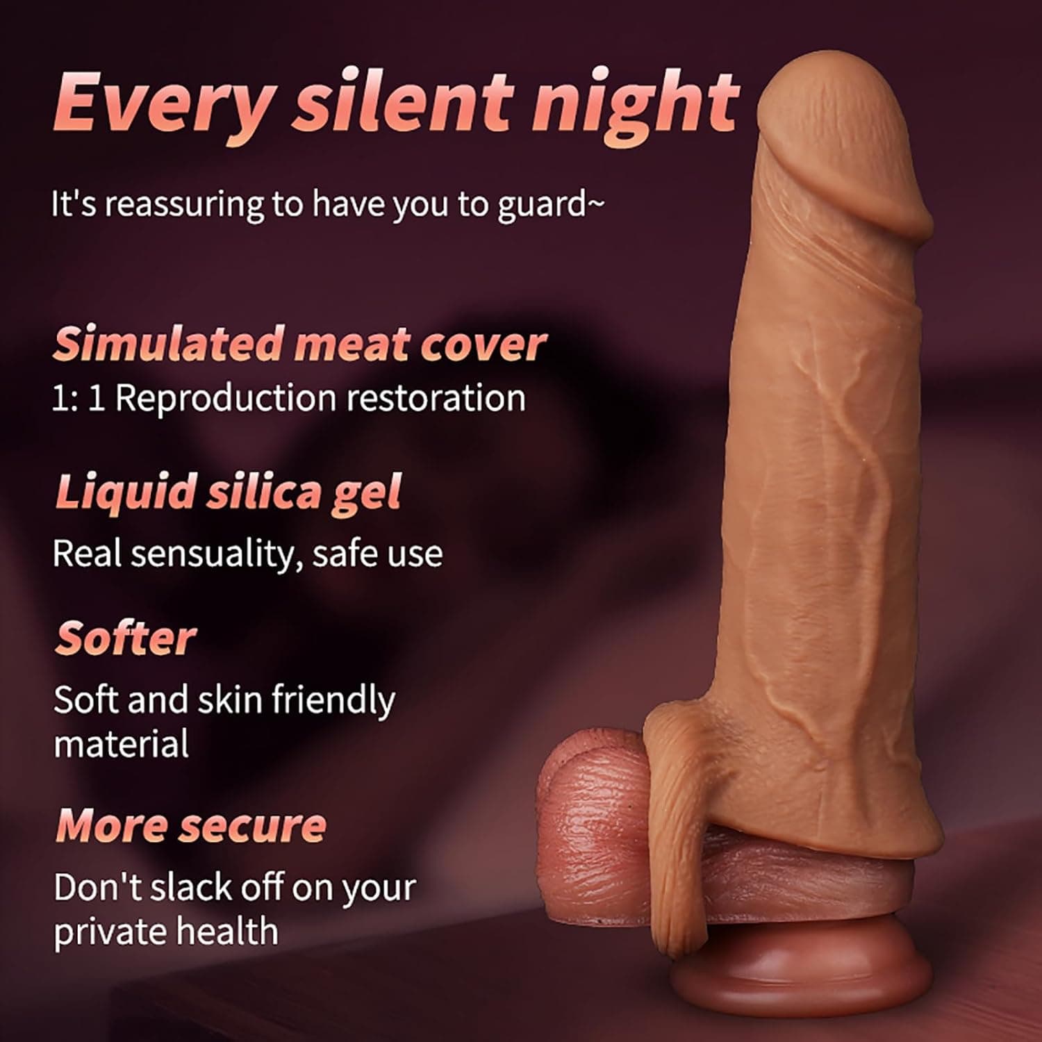 Realistische Penishülle aus Flüssigsilikon mit Hodenring Penisverlängerung und Penisvergrößerung, Penismanschette Penis Sleeve für Paare, Weiches Sexspielzeug für Männer（S)